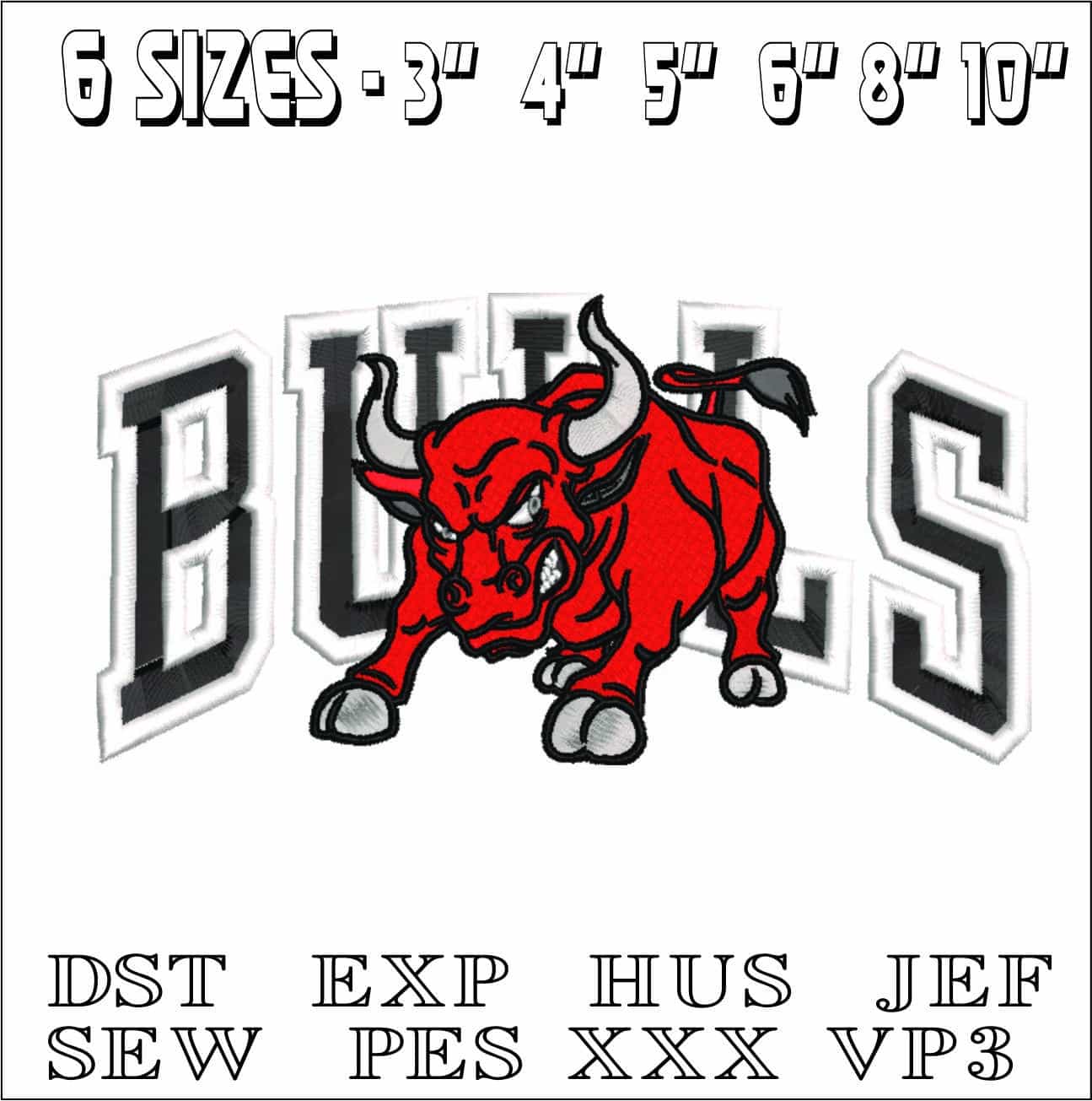 Chicago Charging Bulls- Elegant embroidery design file - instant download — view 2