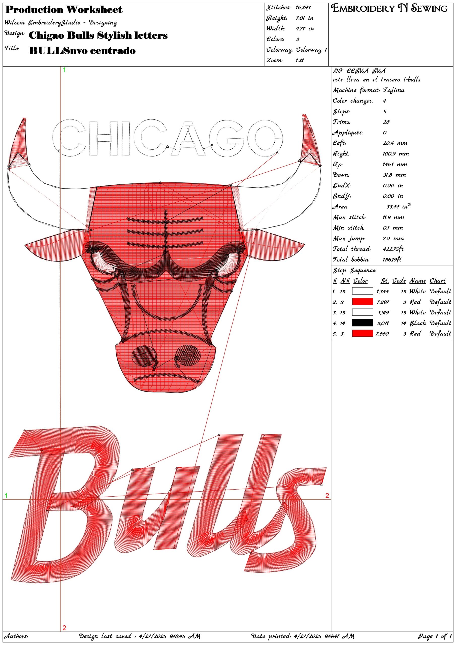 Chicago Bulls Stylish letters- Elegant embroidery design file - instant download — view 3