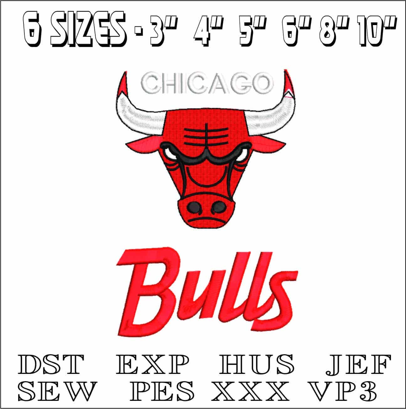 Chicago Bulls Stylish letters- Elegant embroidery design file - instant download — view 2