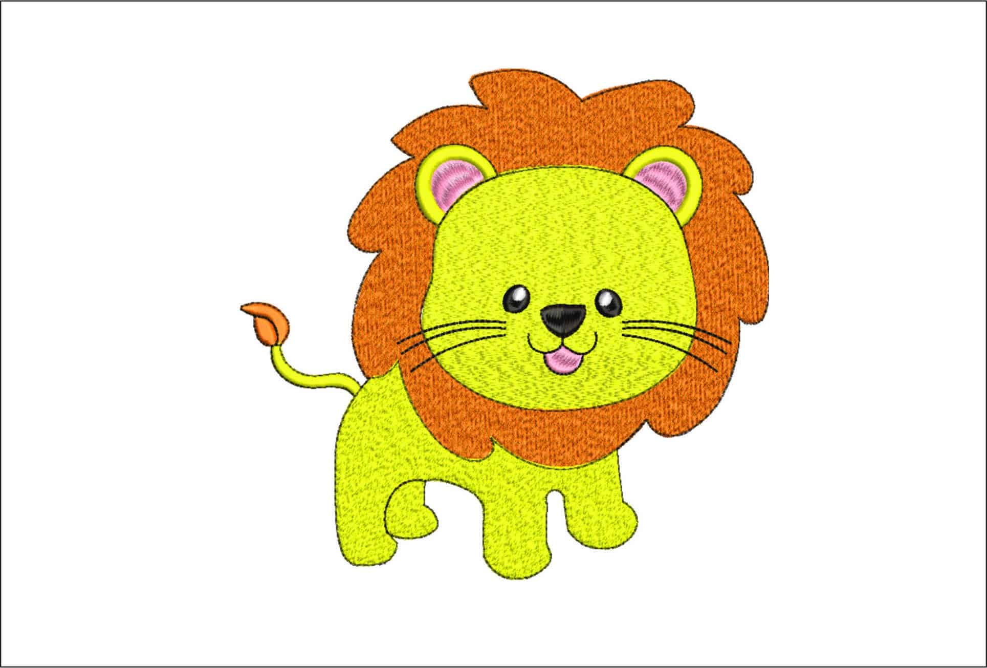 Childrens Lion Standing- Elegant embroidery design file - instant download