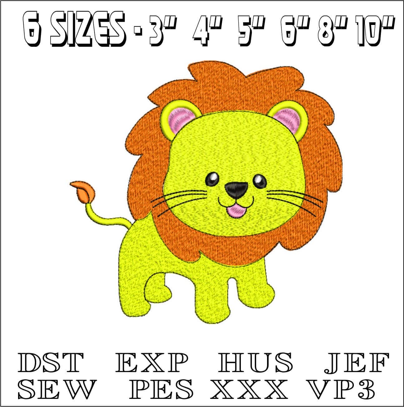 Childrens Lion Standing- Elegant embroidery design file - instant download — view 2