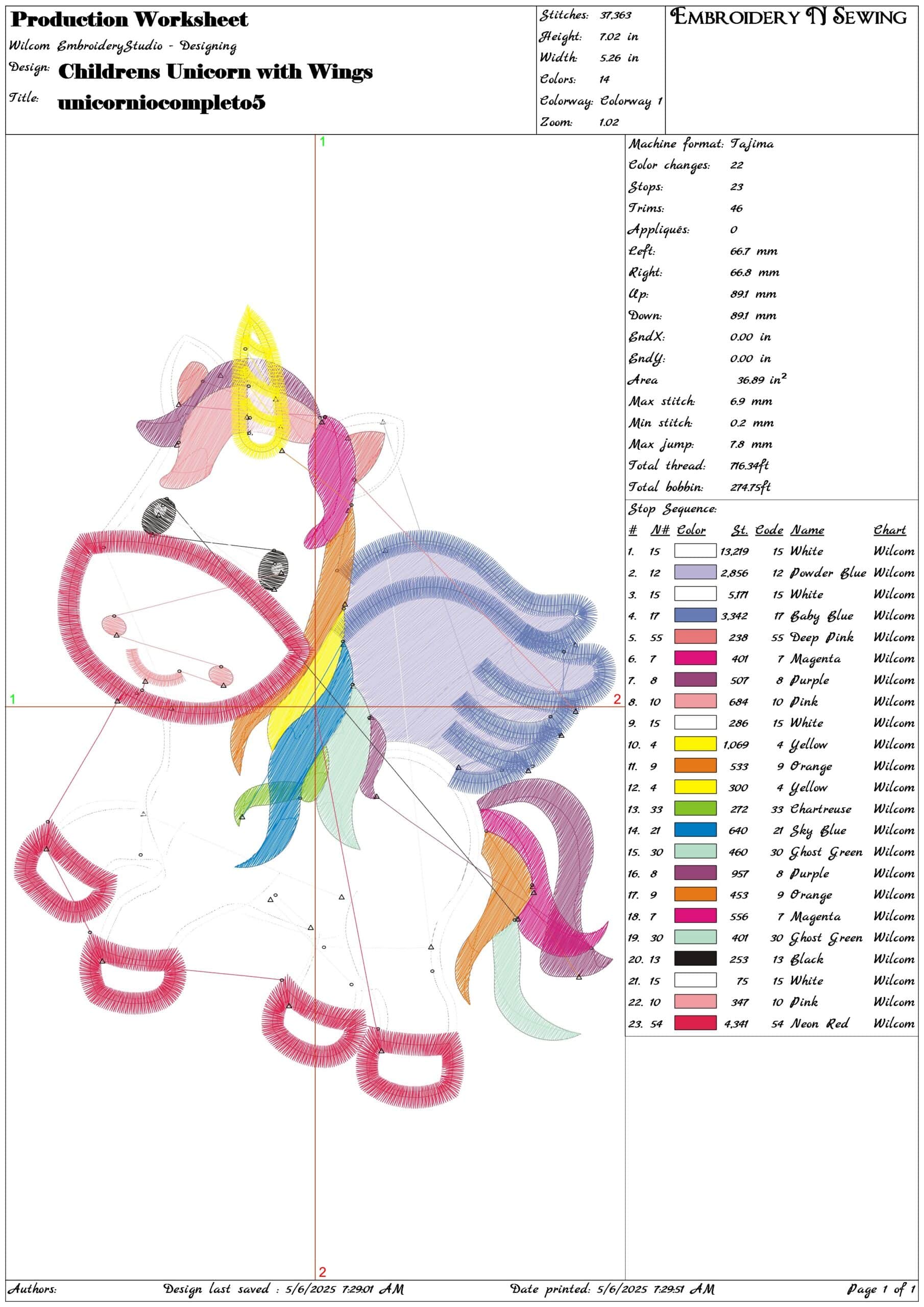 Childrens Unicorn with Wings- Elegant embroidery design file - instant download — view 3