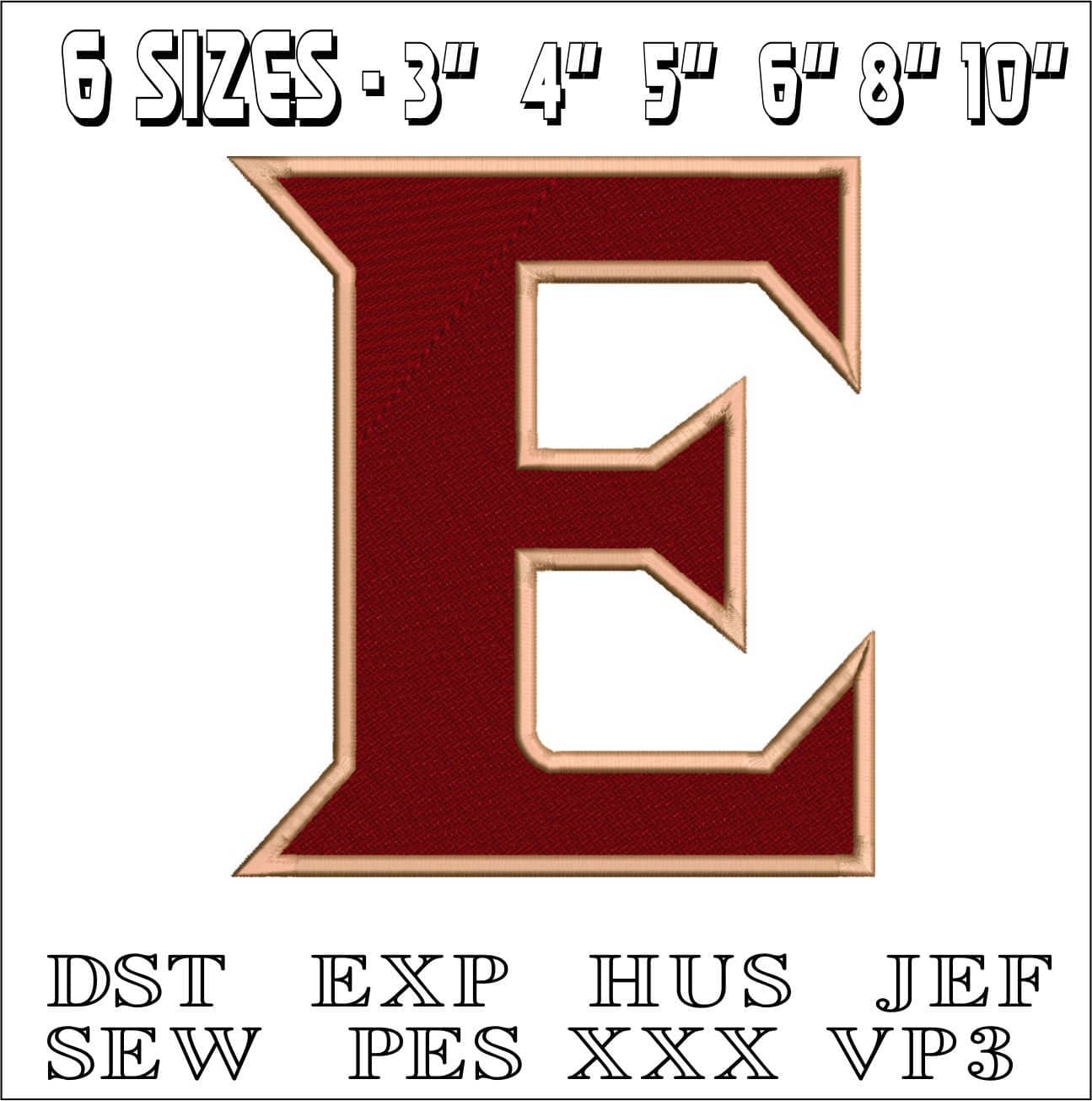 Elon E embroidery design - Elon College embroidery machine pattern embroidery file - instant download in a frame — view 2
