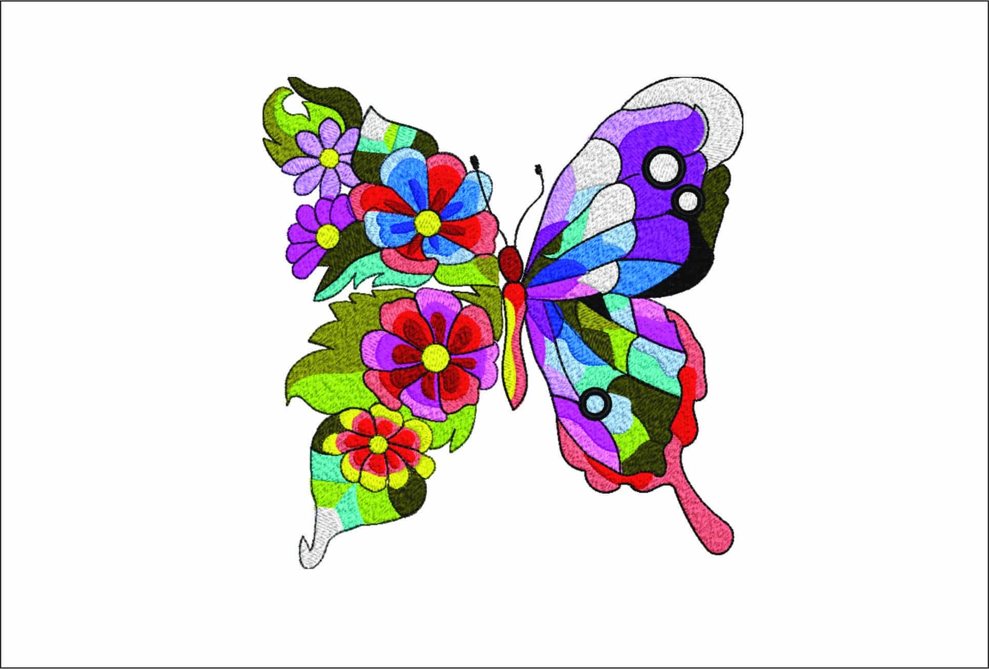 Colorful Butterfly- Elegant embroidery design file - instant download