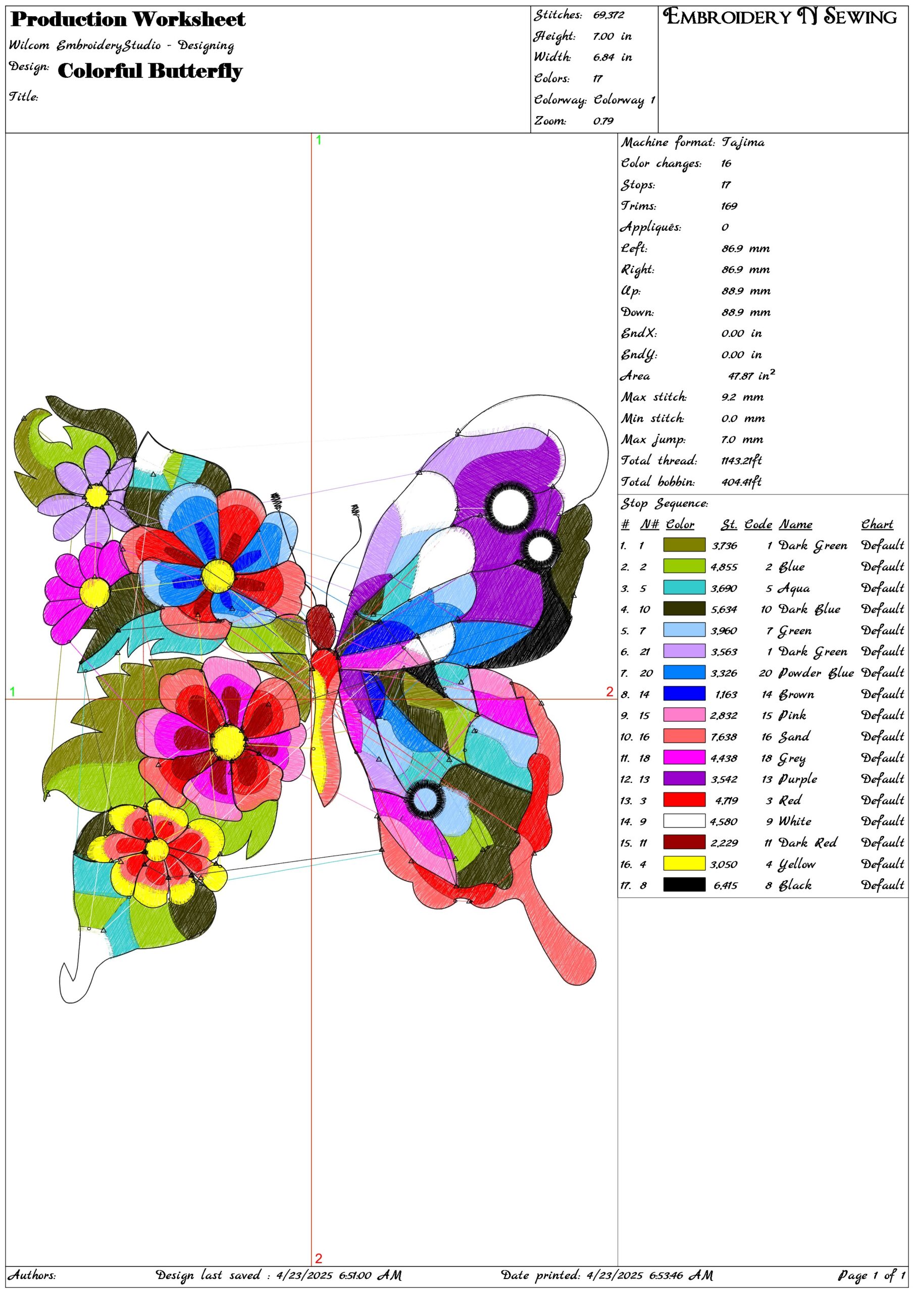 Colorful Butterfly- Elegant embroidery design file - instant download — view 3