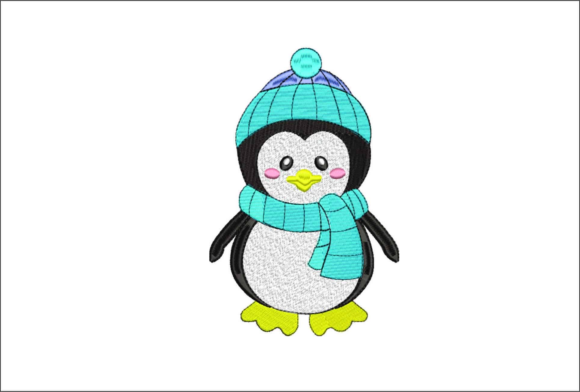Cold Chilly Penguin- Elegant embroidery design file - instant download