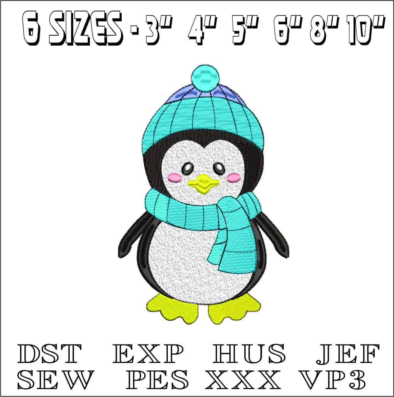 Cold Chilly Penguin- Elegant embroidery design file - instant download — view 2