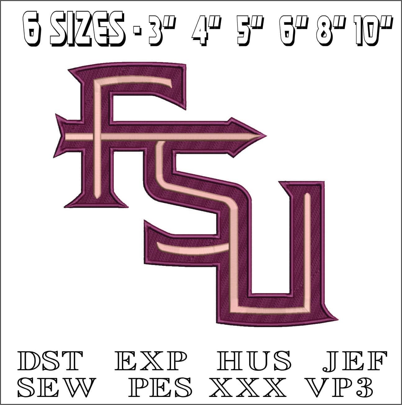 Florida State Seminoles embroidery design - Florida State University embroidery machine pattern embroidery file - instant download in a frame — view 2