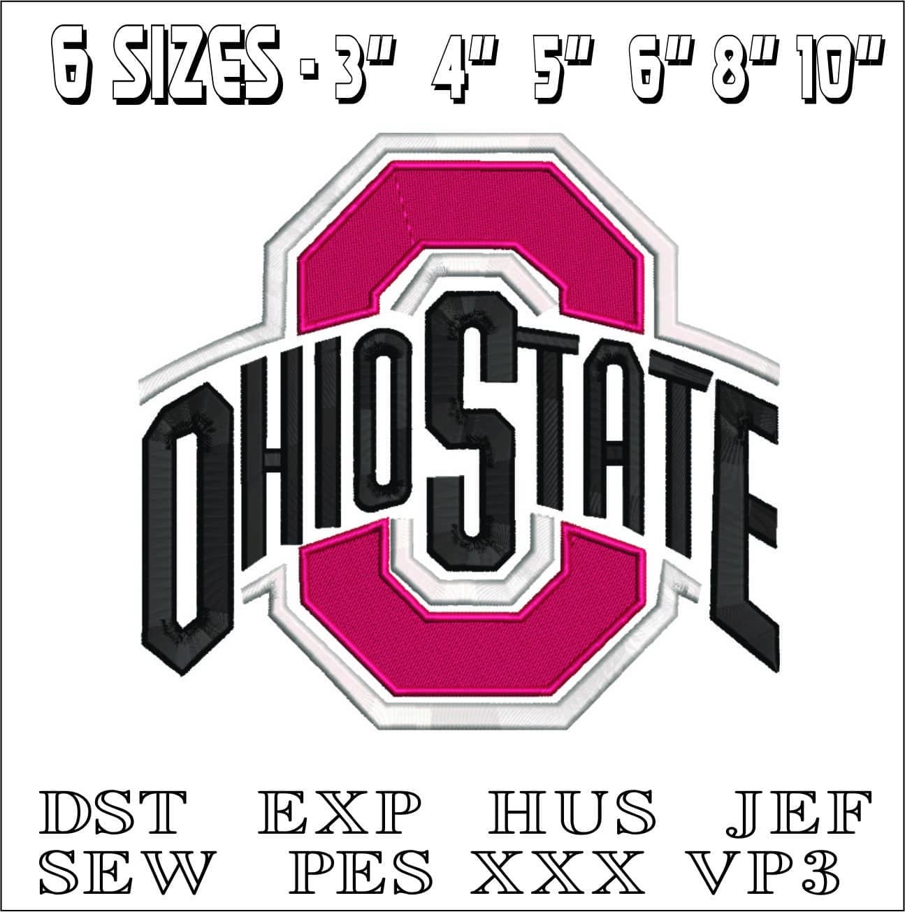 Ohio State embroidery design - Ohio State University embroidery machine pattern embroidery file - instant download in a frame — view 2