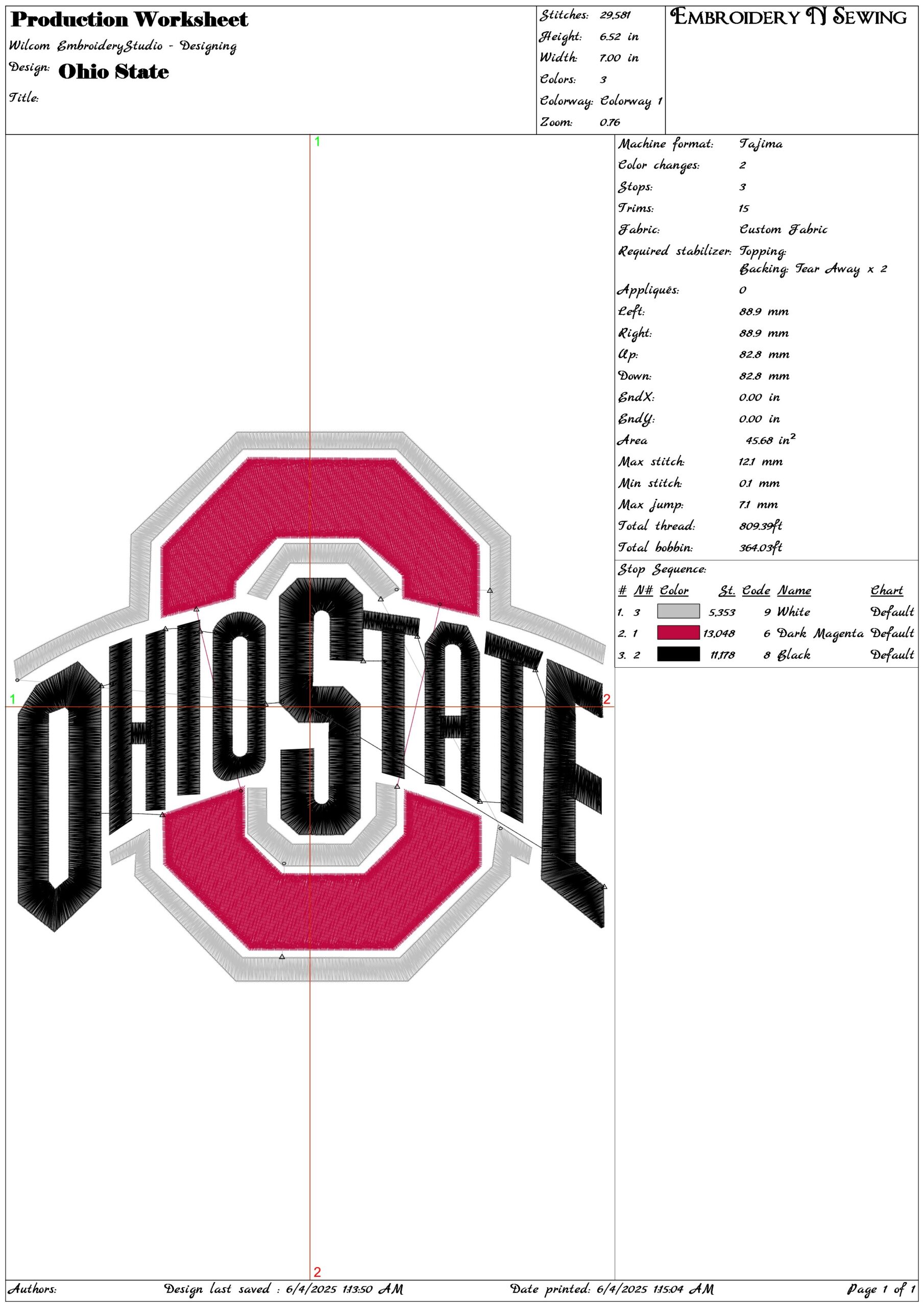 Ohio State embroidery design - Ohio State University embroidery machine pattern embroidery file - instant download in a frame — view 3