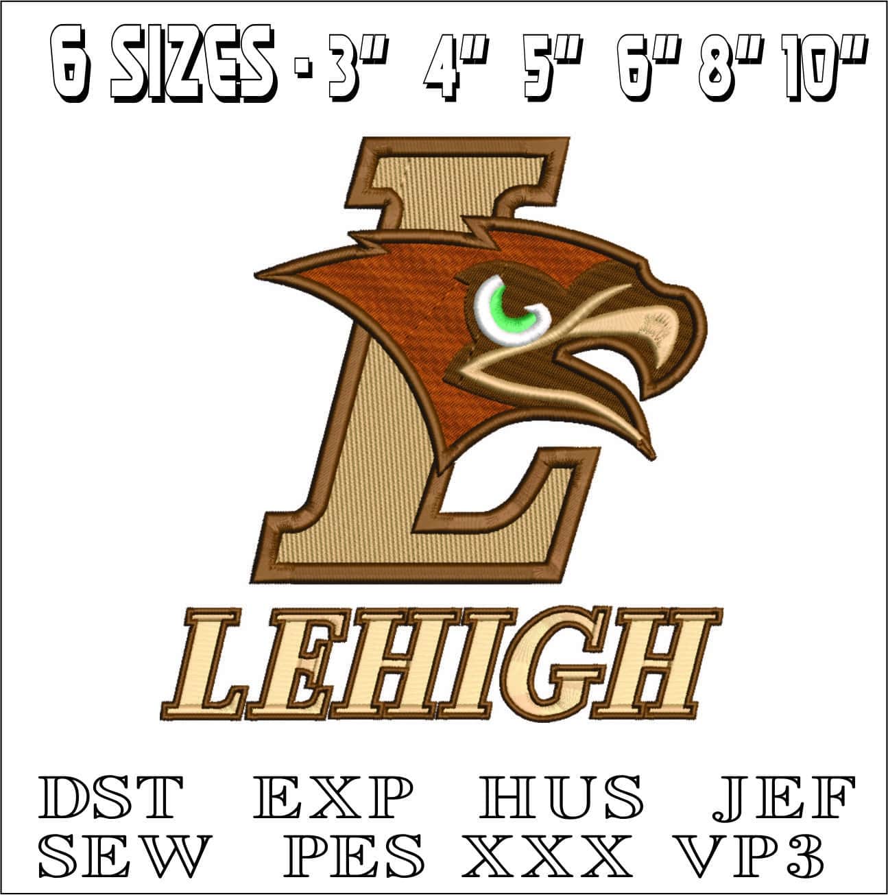 Lehigh Mountain Hawks embroidery design - Lehigh Mountain University, Bethlehem embroidery machine pattern embroidery file - instant download in a frame — view 2