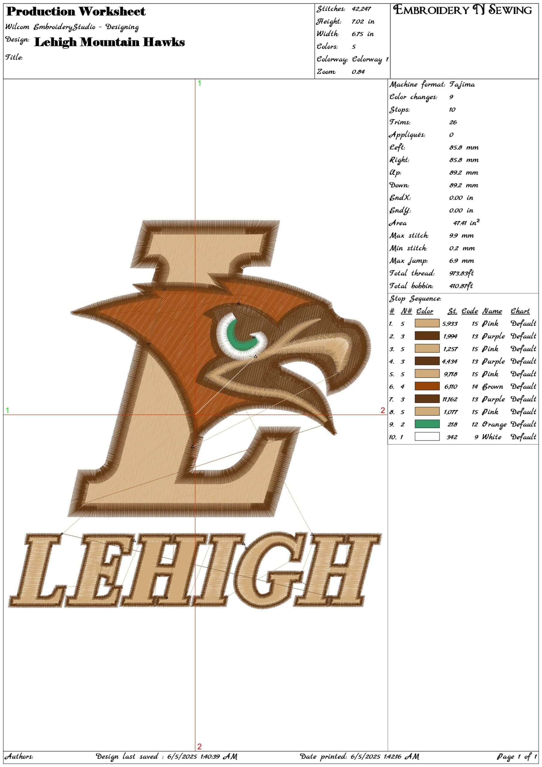 Lehigh Mountain Hawks embroidery design - Lehigh Mountain University, Bethlehem embroidery machine pattern embroidery file - instant download in a frame — view 3