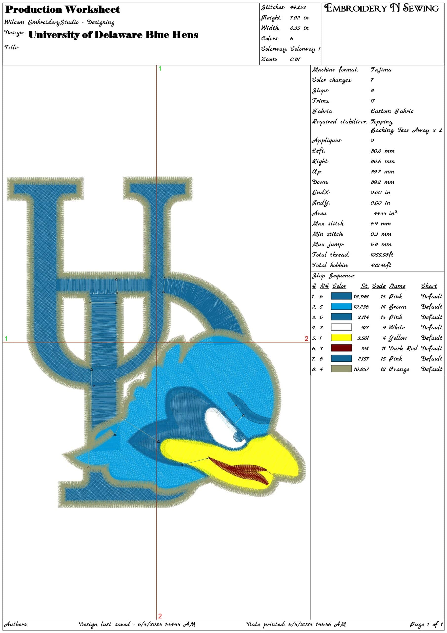 Blue Hens Delaware embroidery design - Delaware University embroidery machine pattern embroidery file - instant download in a frame — view 3