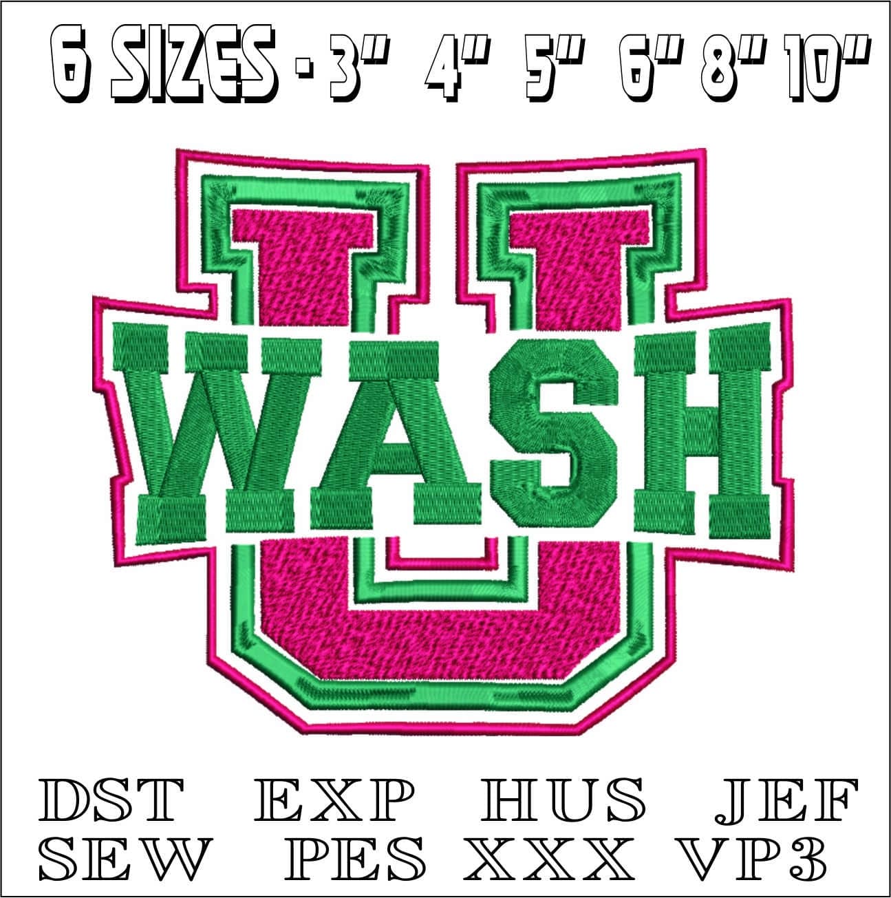 Washington University embroidery design - Washington University embroidery machine pattern embroidery file - instant download in a frame — view 2