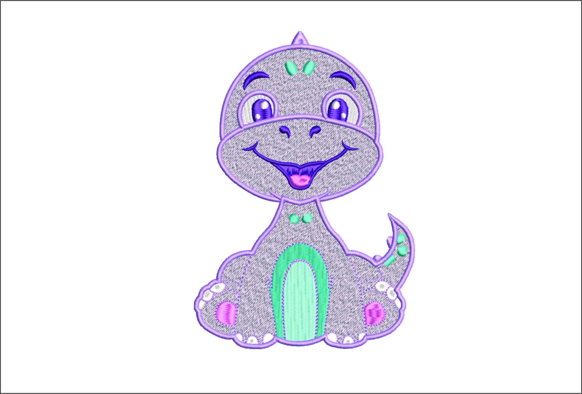 Cute Baby Dinosaur- Elegant embroidery design file - instant download
