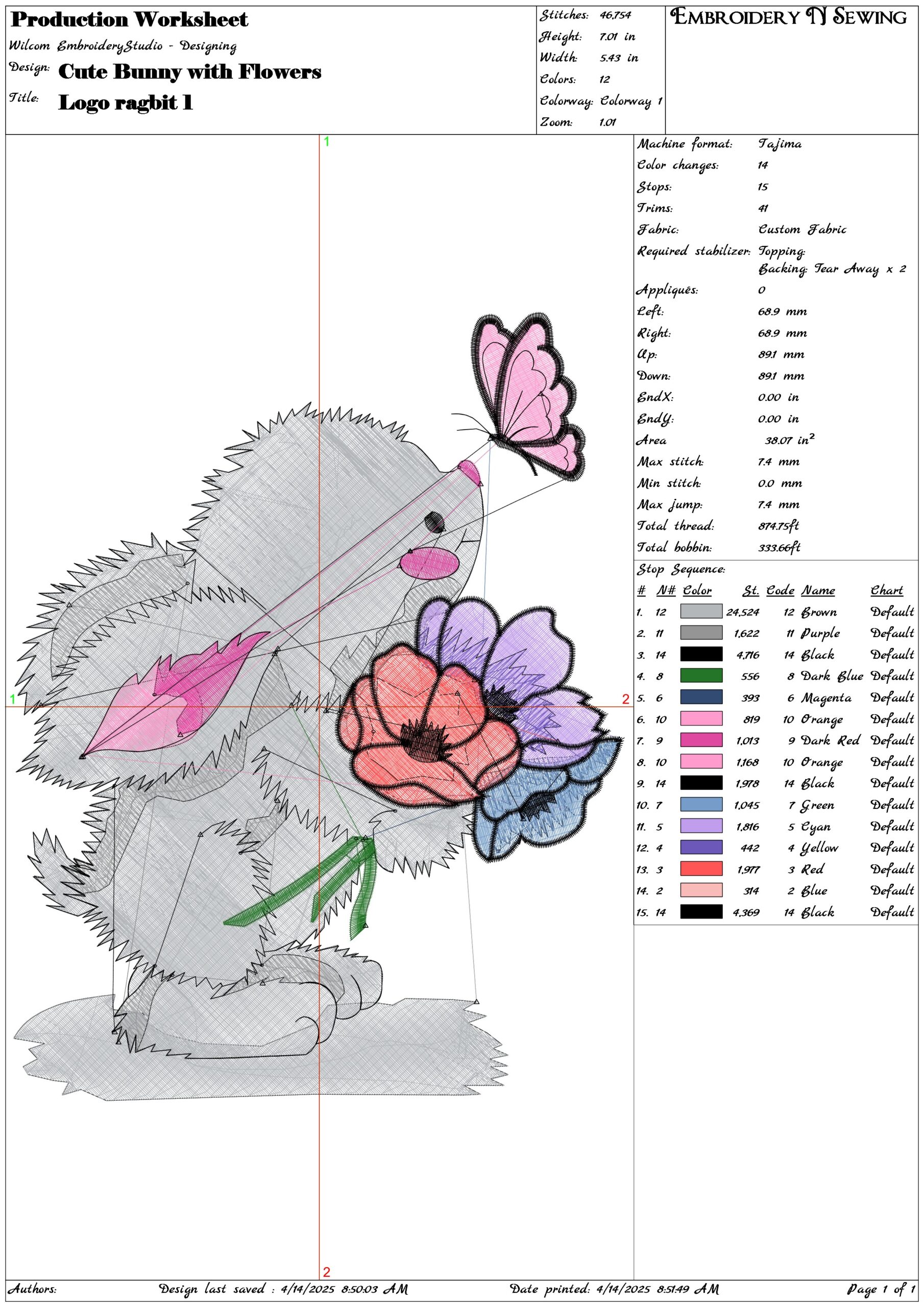 Cute Bunny with Flowers- Elegant embroidery design file - instant download — view 3