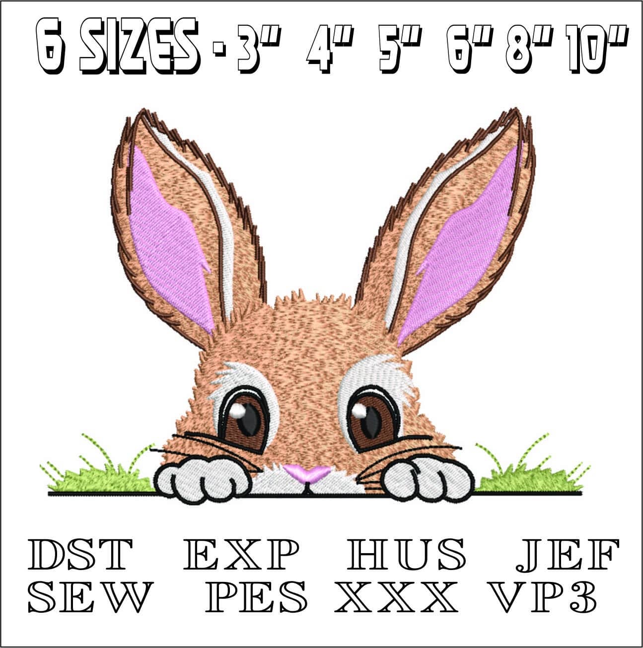 Cute Bunny peeking- Elegant embroidery design file - instant download — view 2