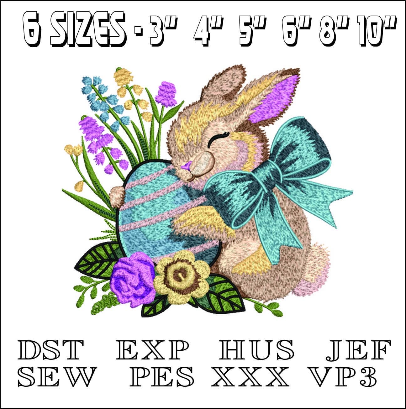 Cute Bunny with Easter eggs- Elegant embroidery design file - instant download — view 2