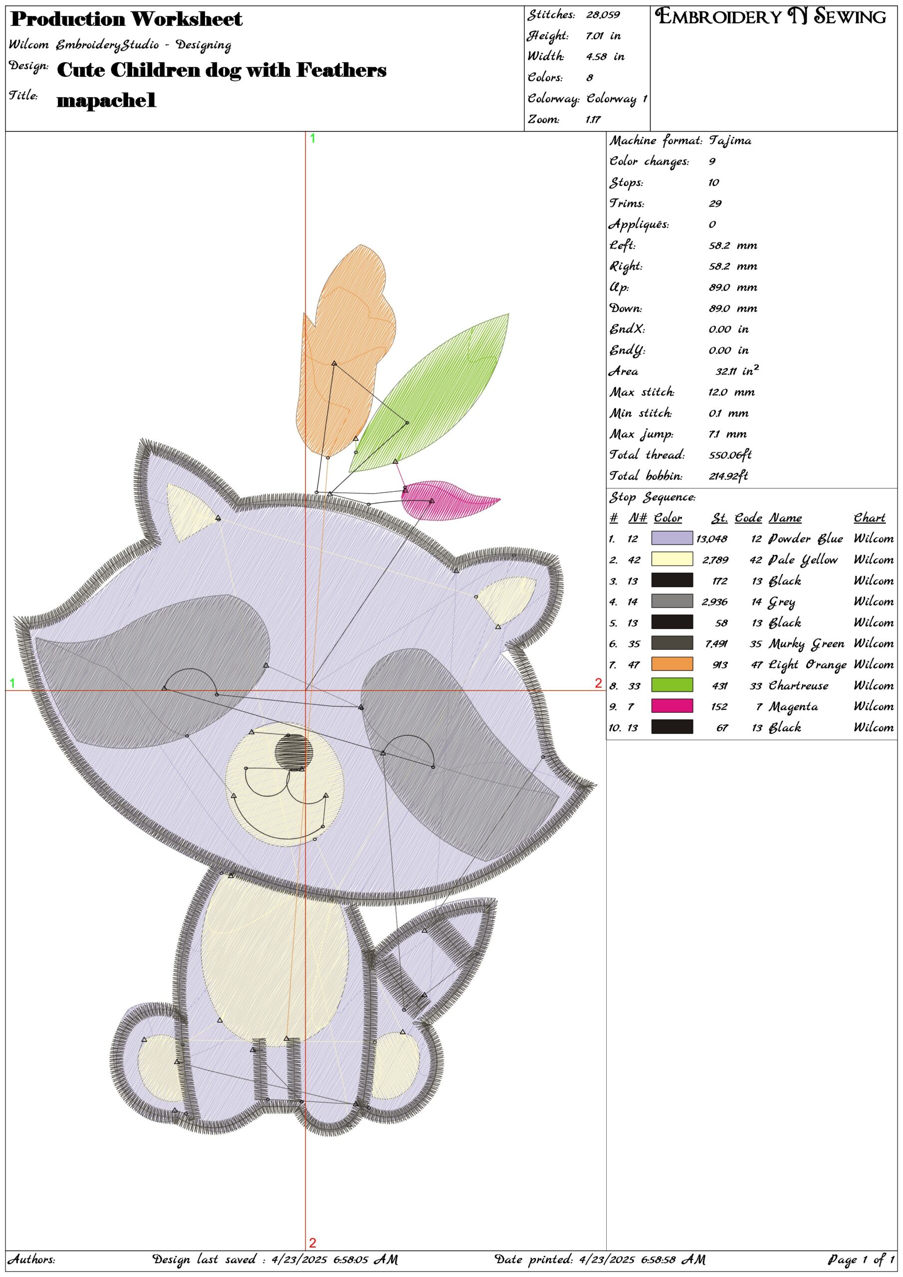 Cute Children dog with Feathers- Elegant embroidery design file - instant download — view 3