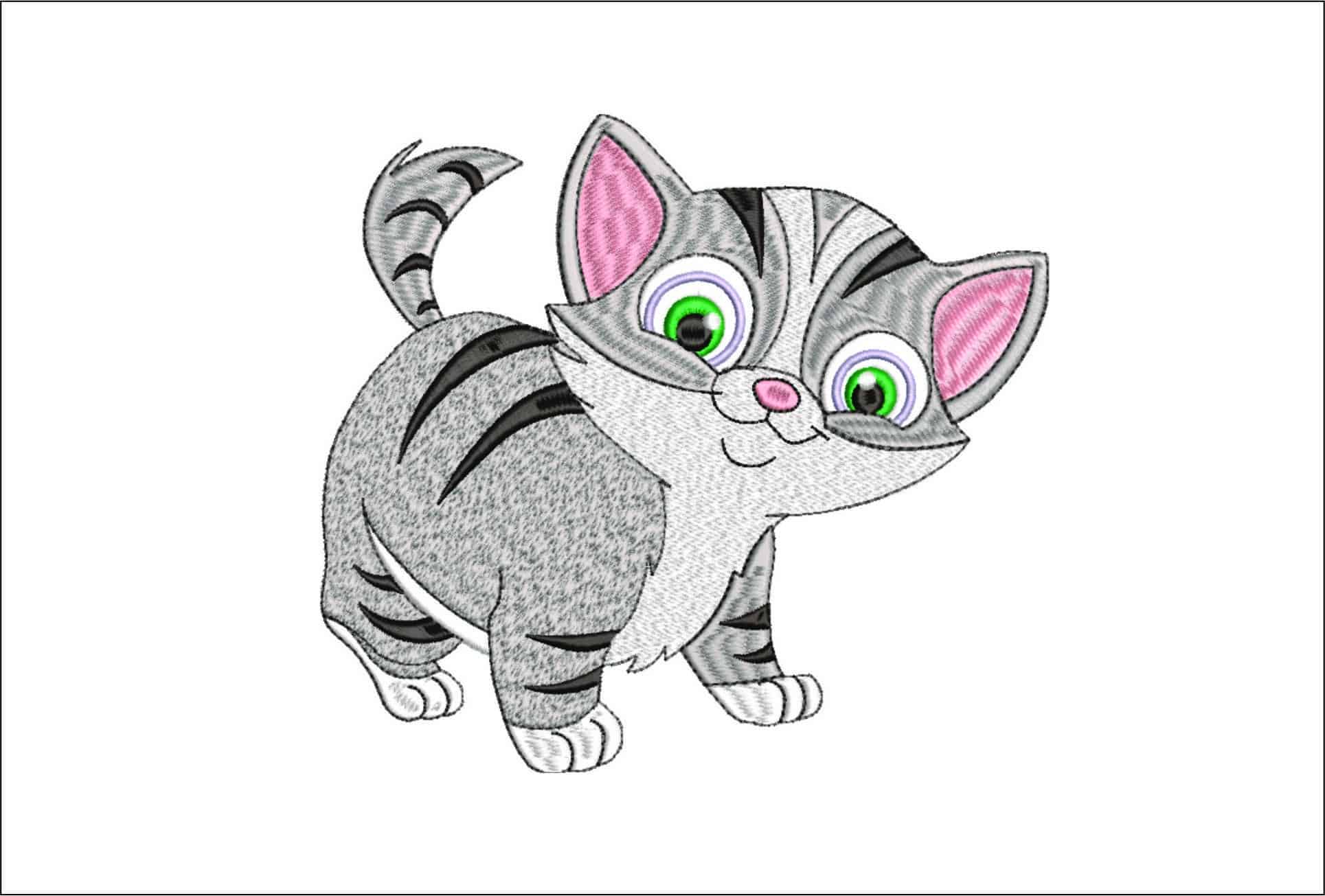 Cute Chubby Kitten- Elegant embroidery design file - instant download