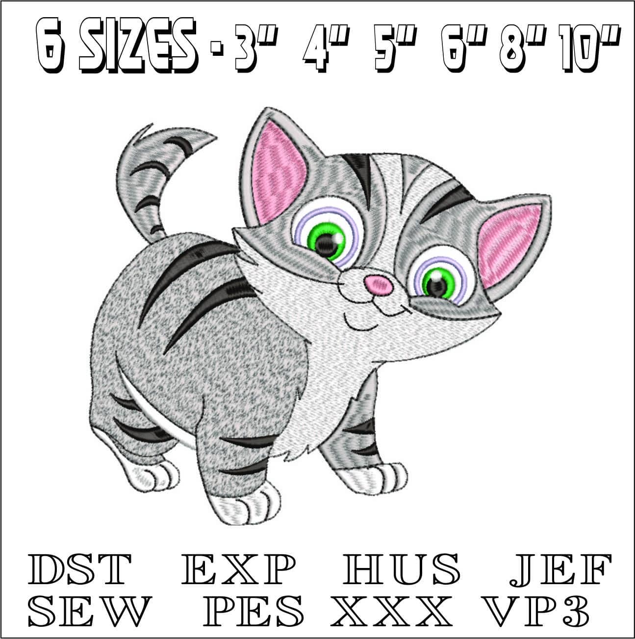 Cute Chubby Kitten- Elegant embroidery design file - instant download — view 2