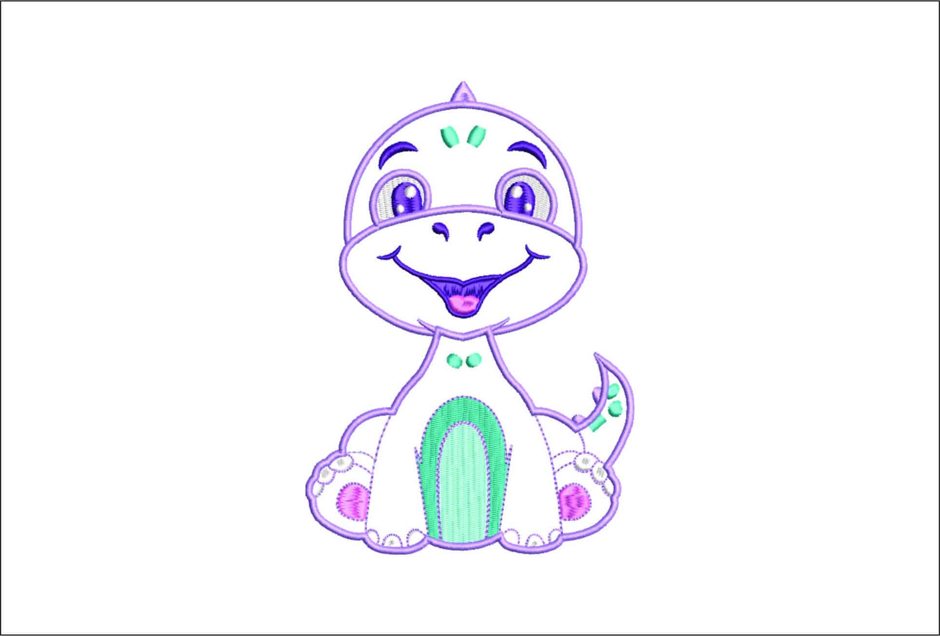 Cute Dinosaur Applique- Elegant embroidery design file - instant download