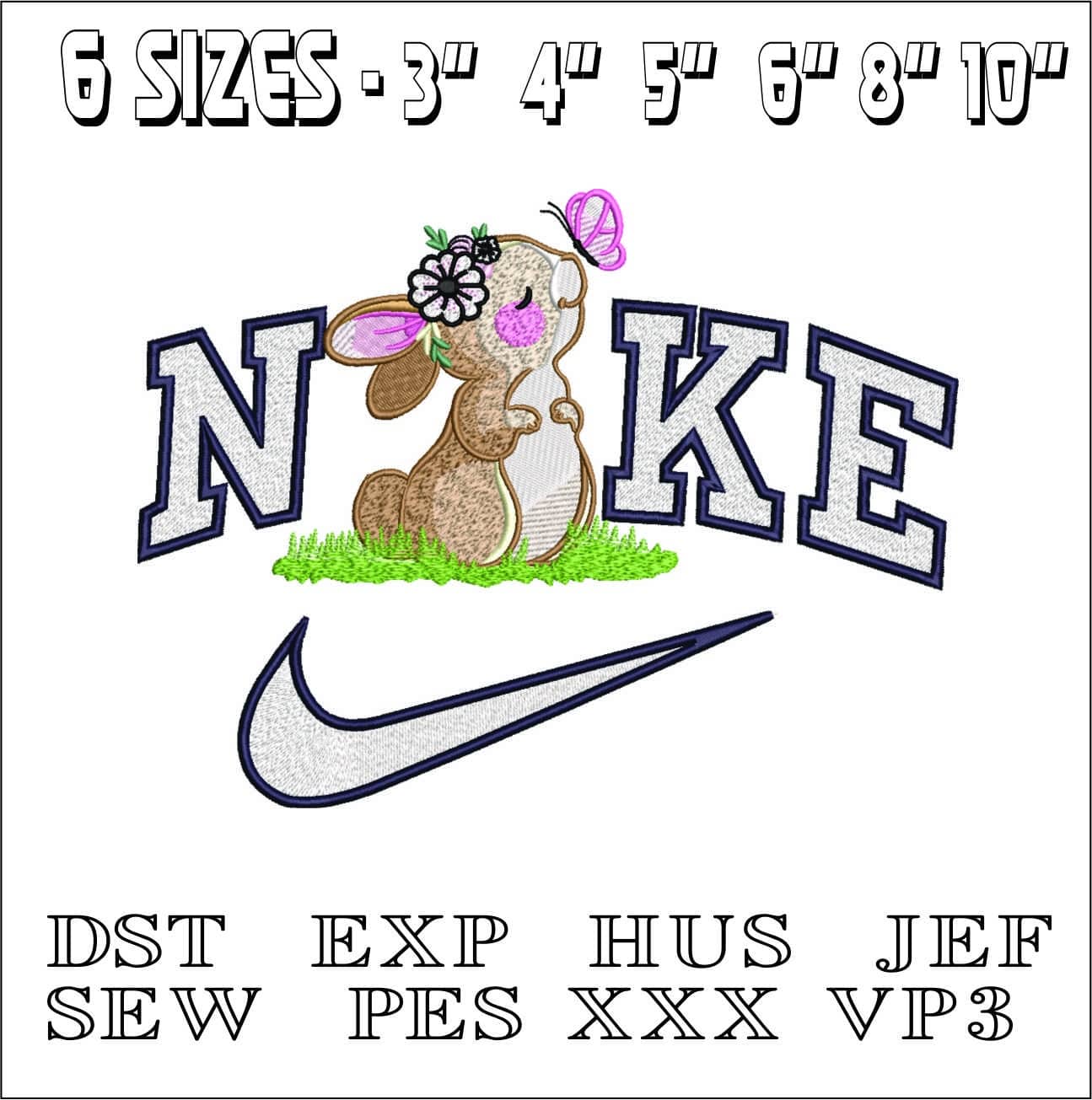 Cute Girl Bunny with Butterfly- Elegant embroidery design file - instant download — view 2