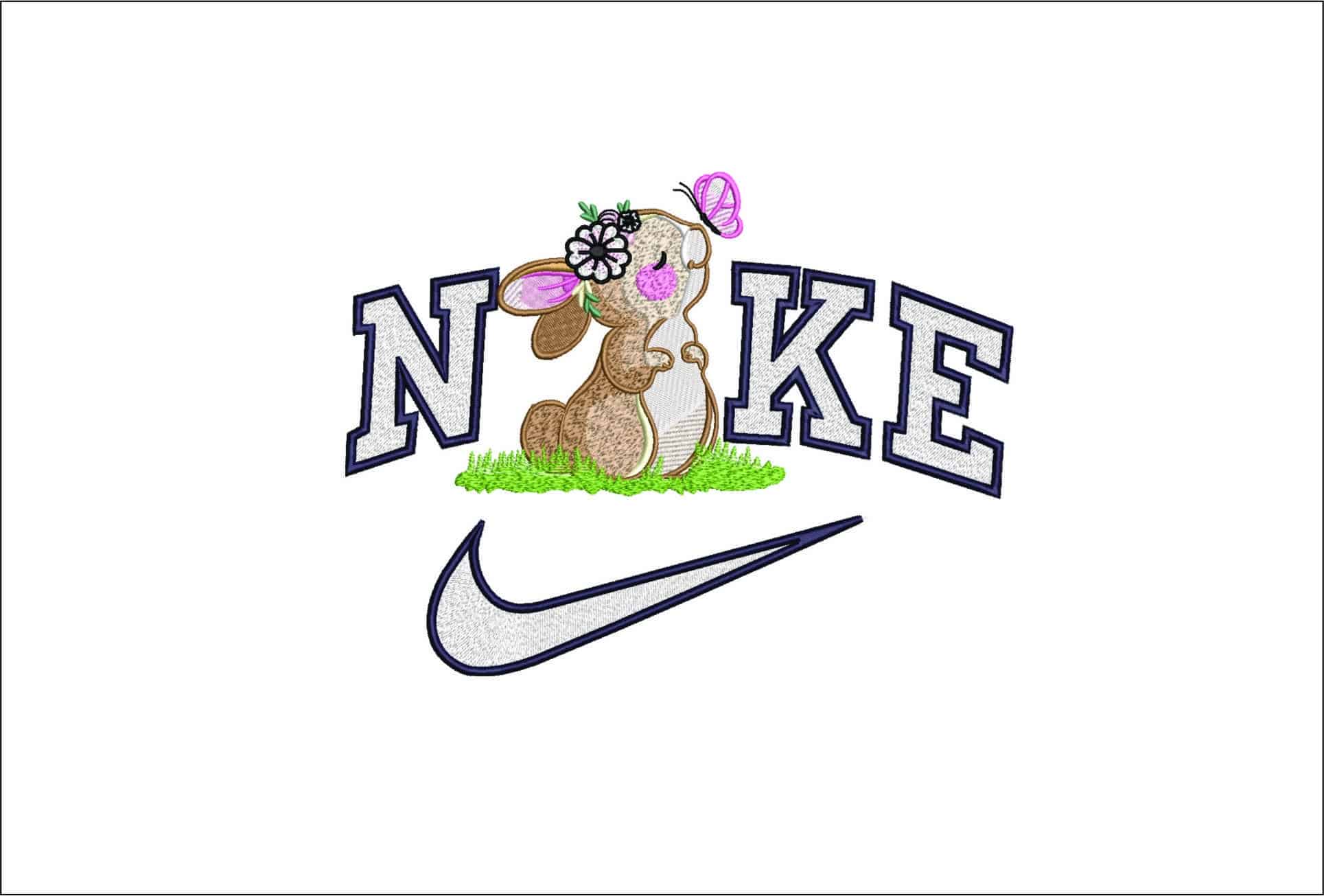 Cute Girl Bunny with Butterfly- Elegant embroidery design file - instant download