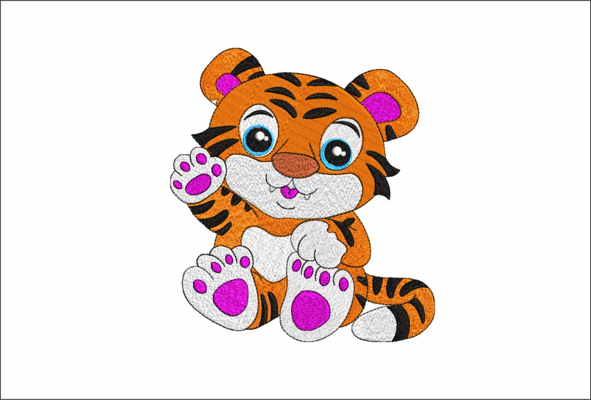 Cute Kids Tiger- Elegant embroidery design file - instant download