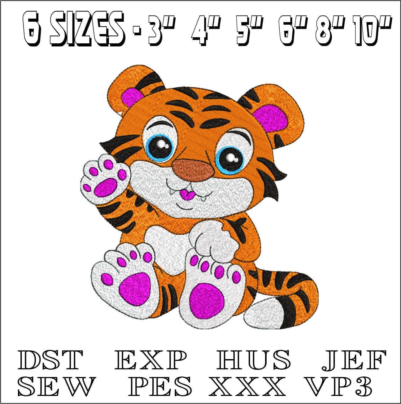 Cute Kids Tiger- Elegant embroidery design file - instant download — view 2