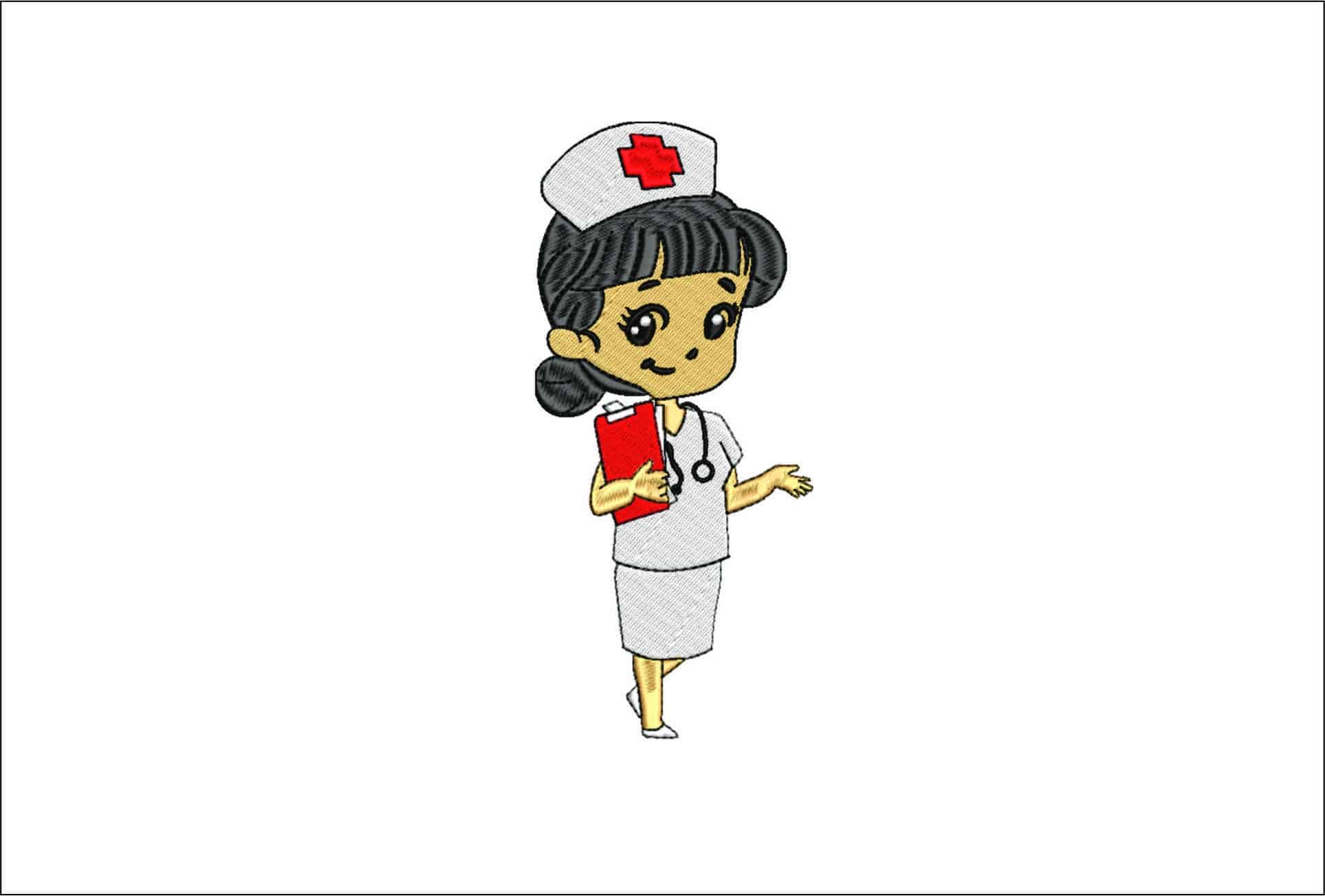 Cute Nurse- Elegant embroidery design file - instant download