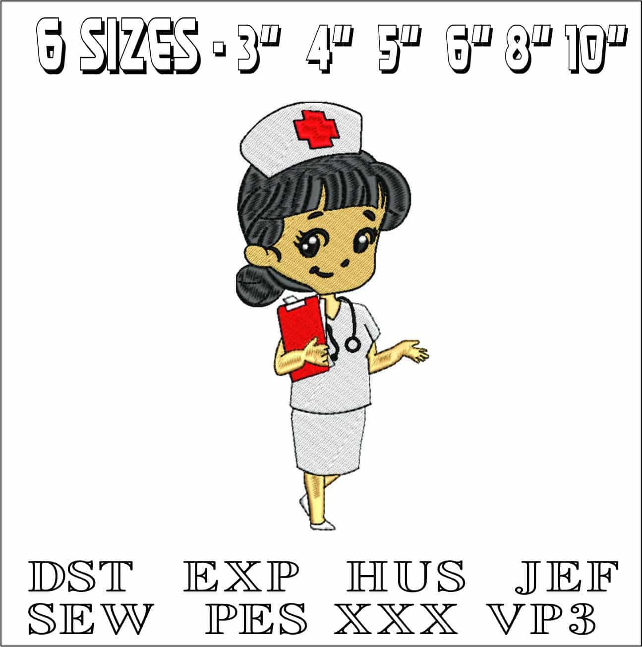 Cute Nurse- Elegant embroidery design file - instant download — view 2