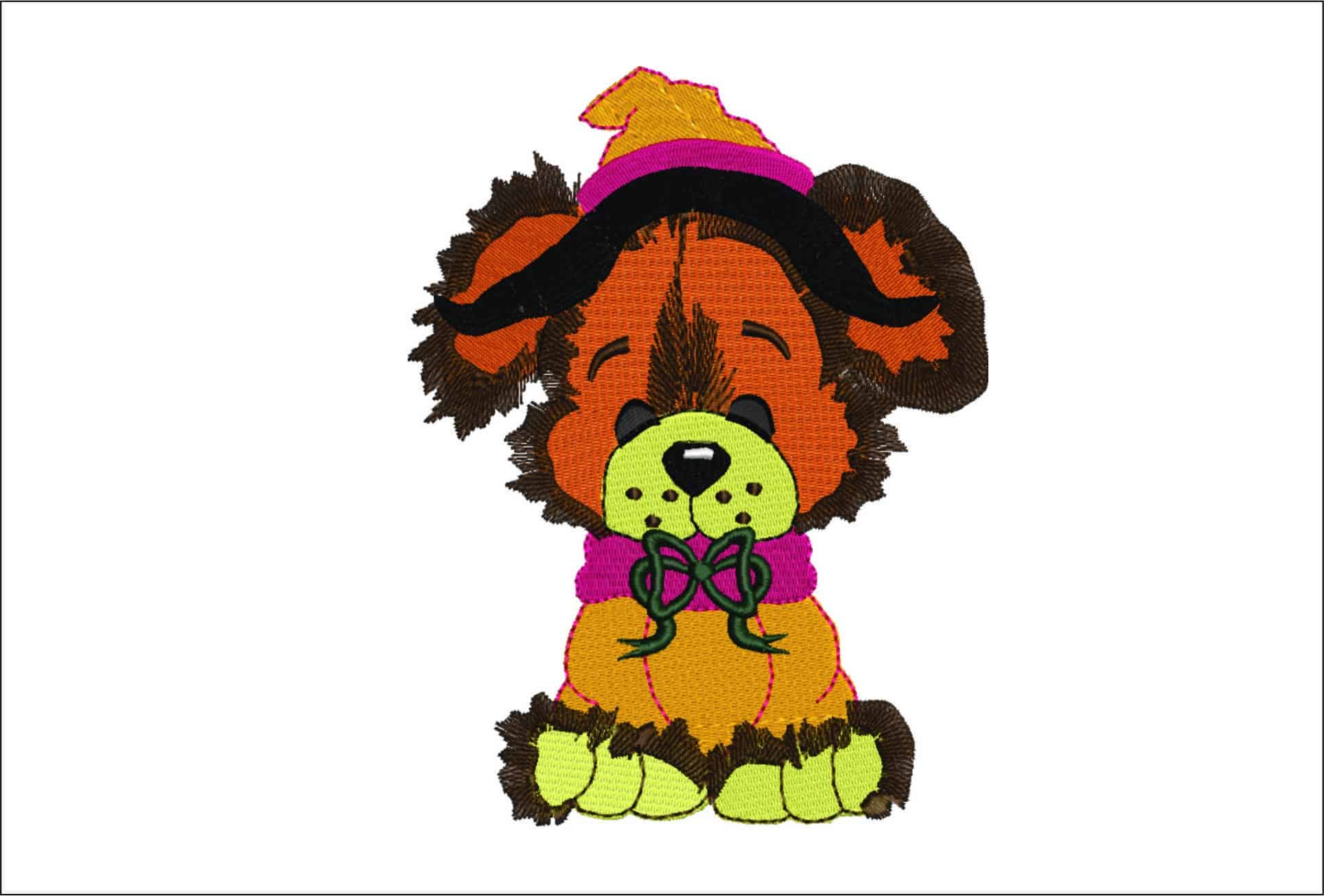 Cute Witches Dog- Elegant embroidery design file - instant download