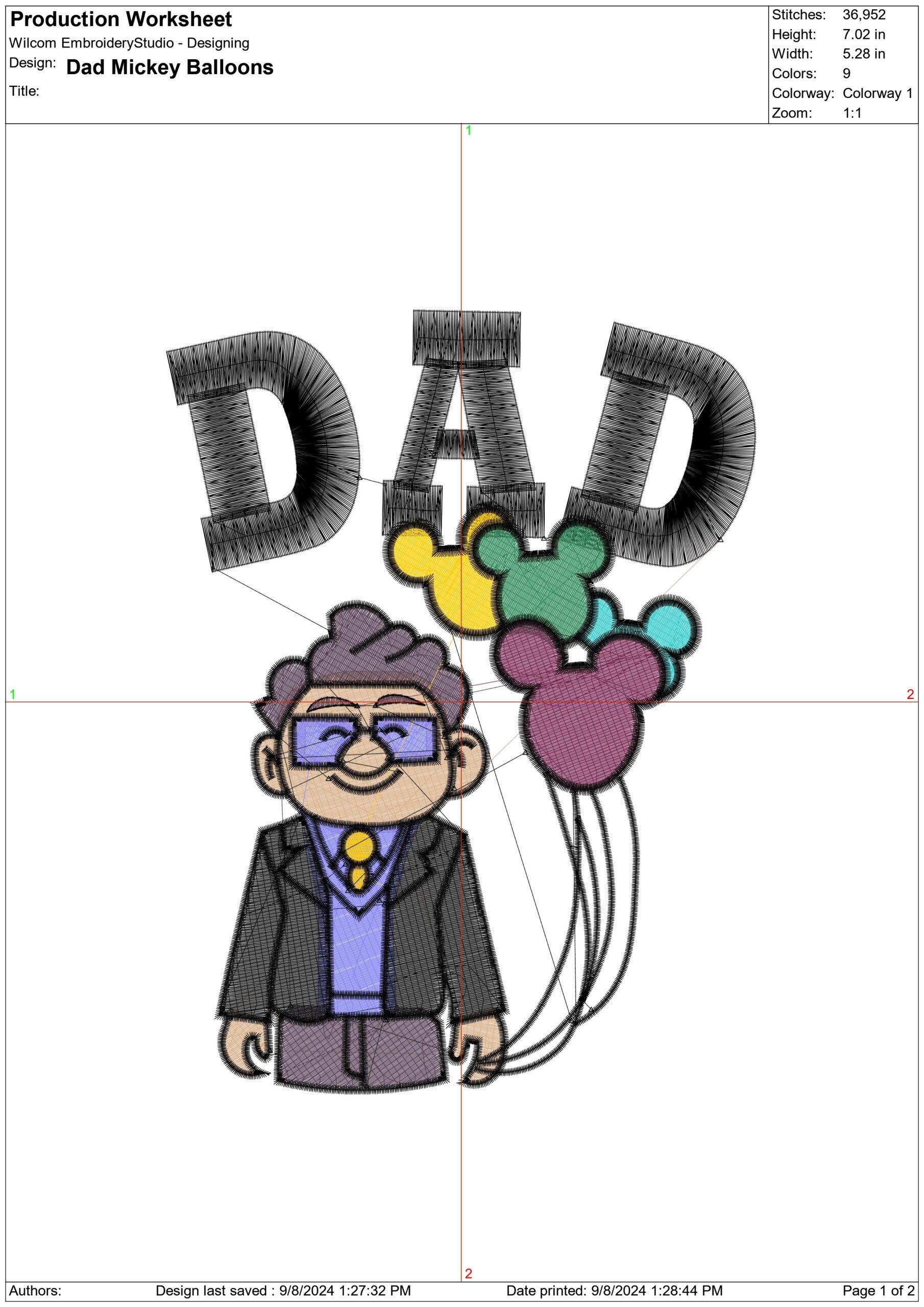 Dad Mickey Balloons- Elegant embroidery design file - instant download — view 3