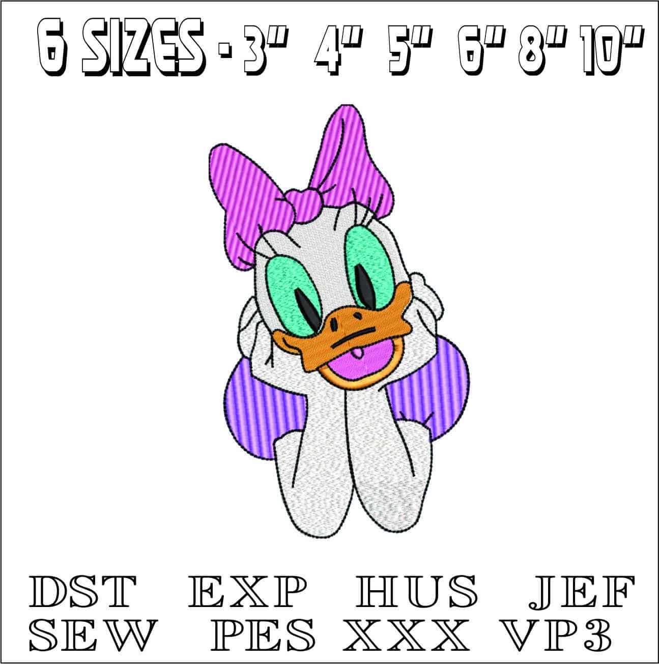 Daisy Duck- Elegant embroidery design file - instant download — view 2