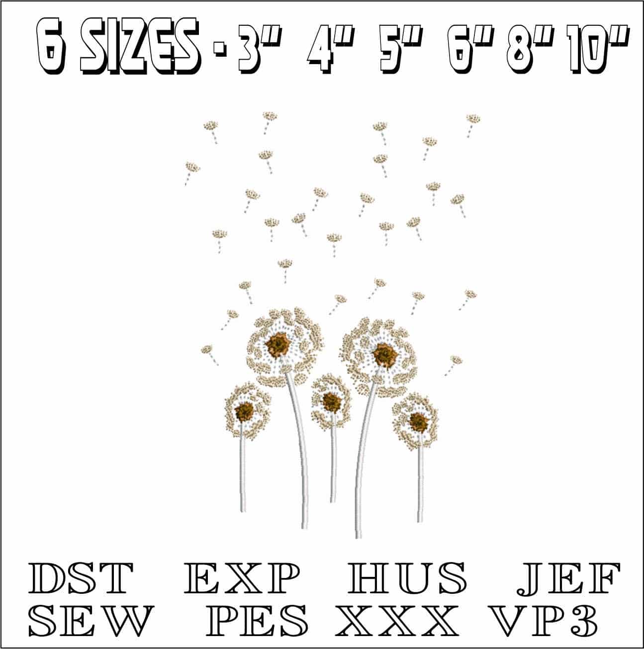 Dandelion- Elegant embroidery design file - instant download — view 2