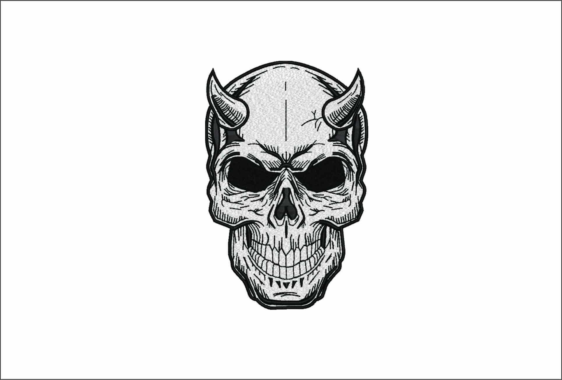 Devil Skull- Elegant embroidery design file - instant download
