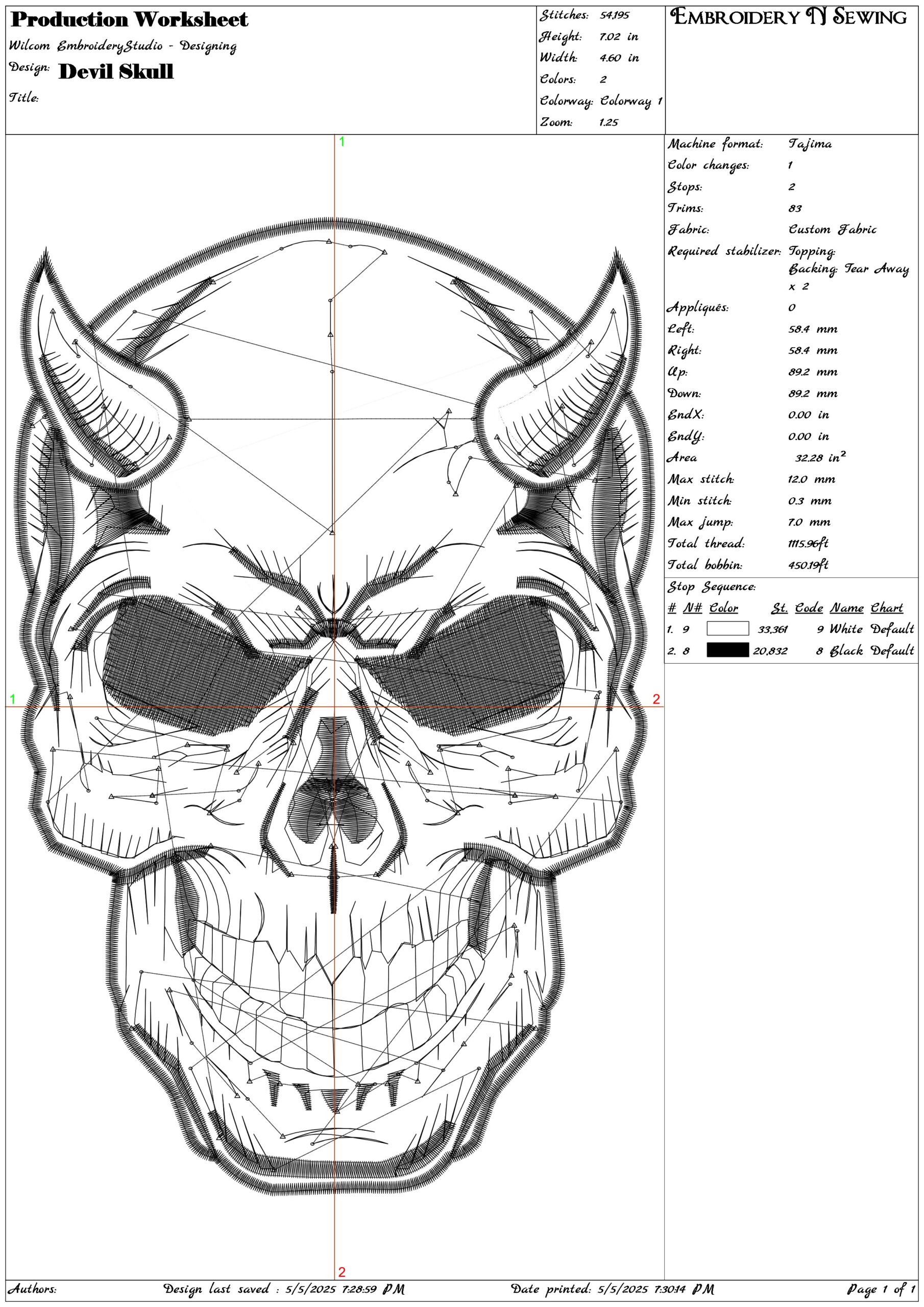 Devil Skull- Elegant embroidery design file - instant download — view 3