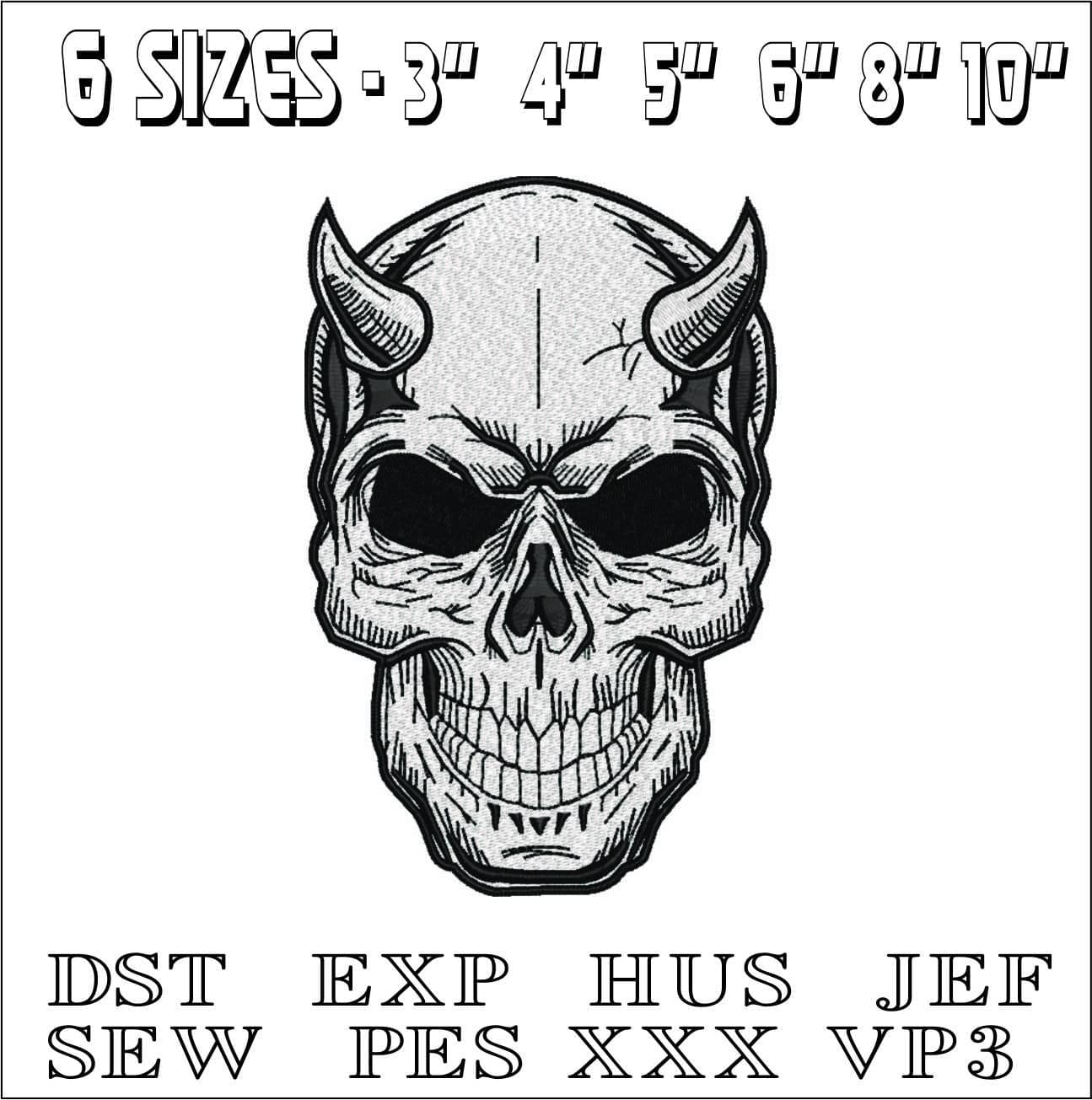 Devil Skull- Elegant embroidery design file - instant download — view 2