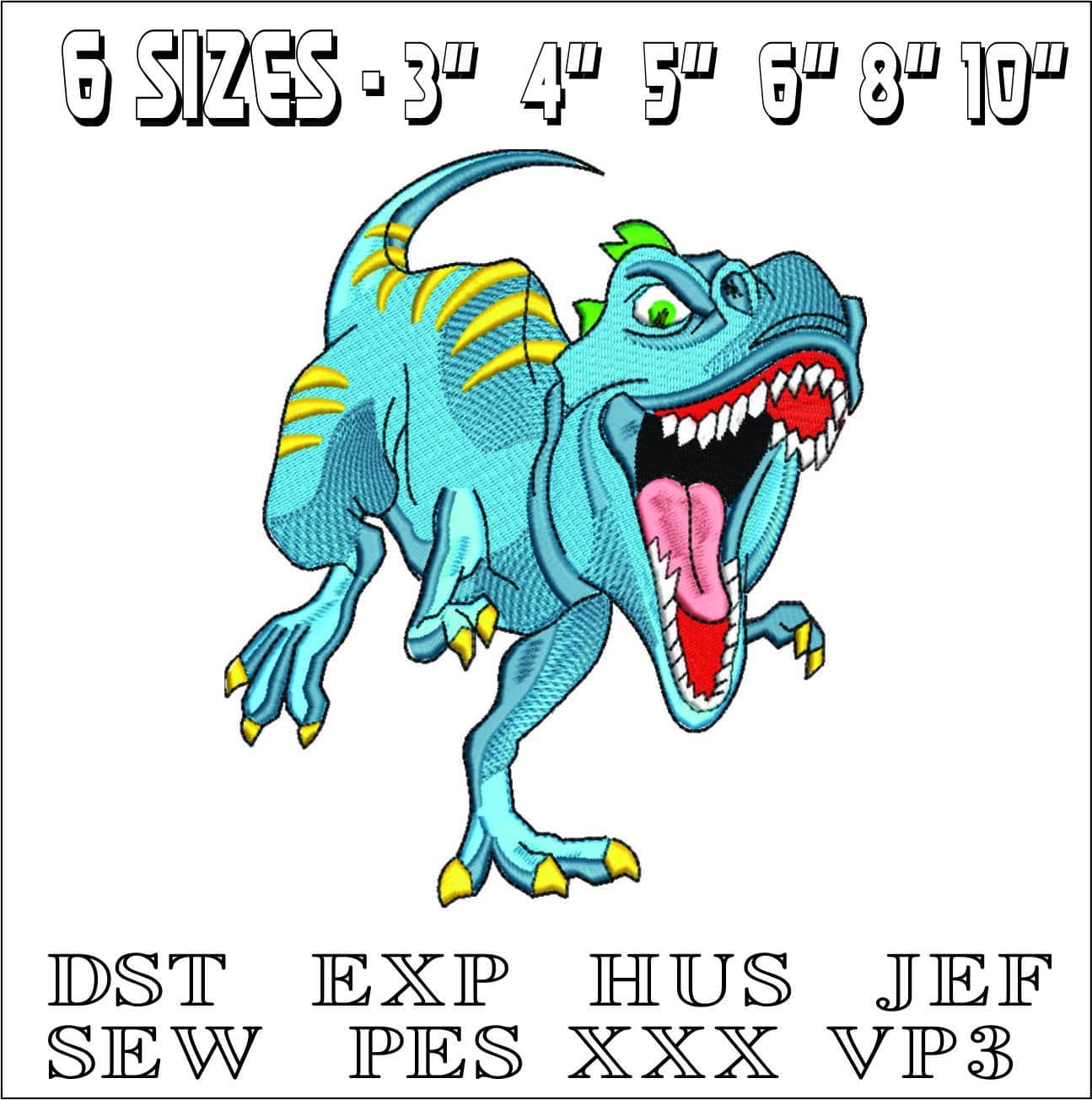 Dinosaur Running Snapping- Elegant embroidery design file - instant download — view 2