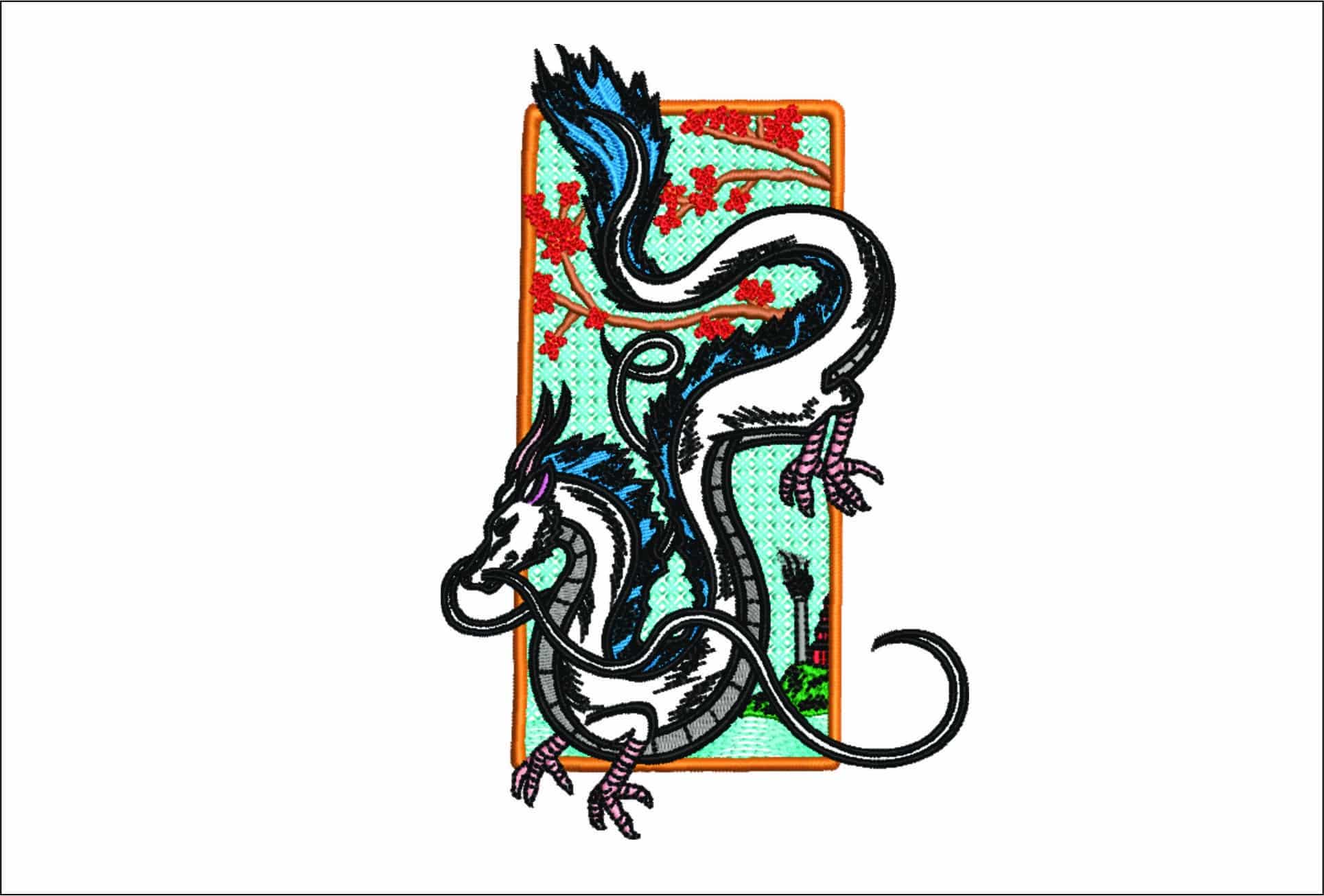 Dragon  - Anime- Elegant embroidery design file - instant download