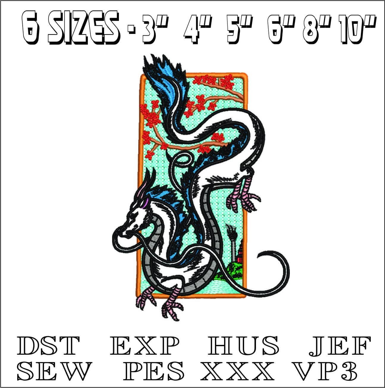 Dragon  - Anime- Elegant embroidery design file - instant download — view 2
