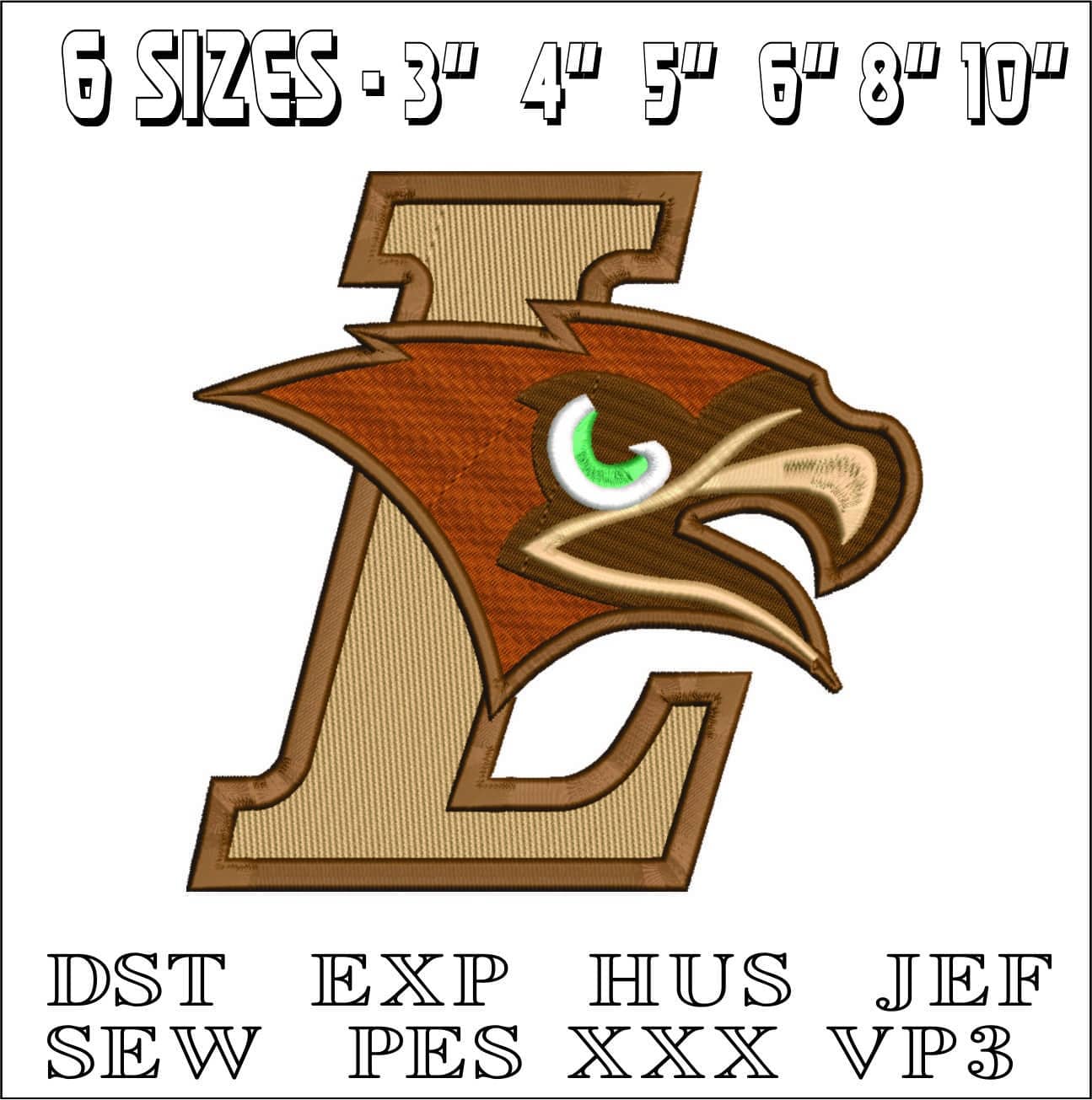 Lehigh Mountain Hawks no Name embroidery design - Lehigh Mountain University, Bethlehem embroidery machine pattern embroidery file - instant download in a frame — view 2