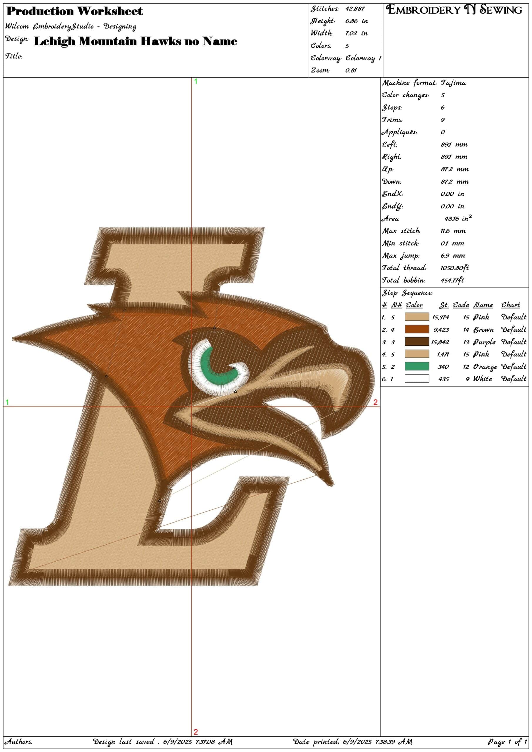 Lehigh Mountain Hawks no Name embroidery design - Lehigh Mountain University, Bethlehem embroidery machine pattern embroidery file - instant download in a frame — view 3