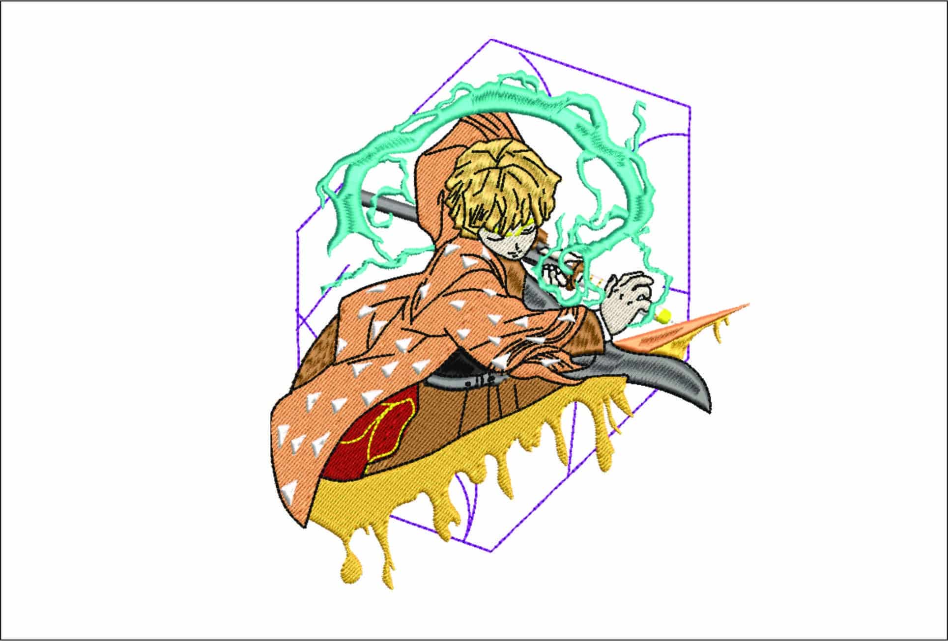 Dragon Slayer Anime- Elegant embroidery design file - instant download