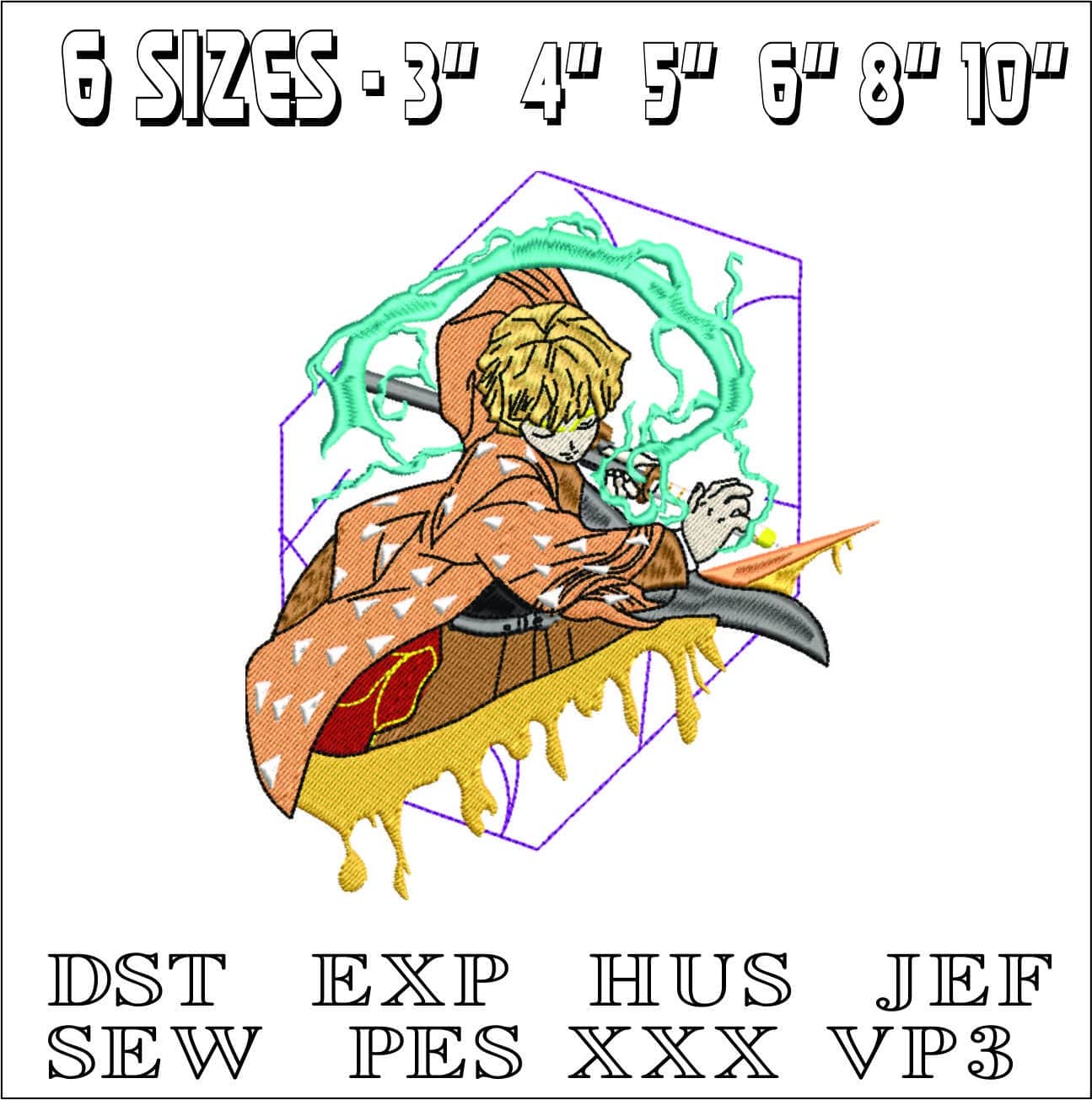 Dragon Slayer Anime- Elegant embroidery design file - instant download — view 2