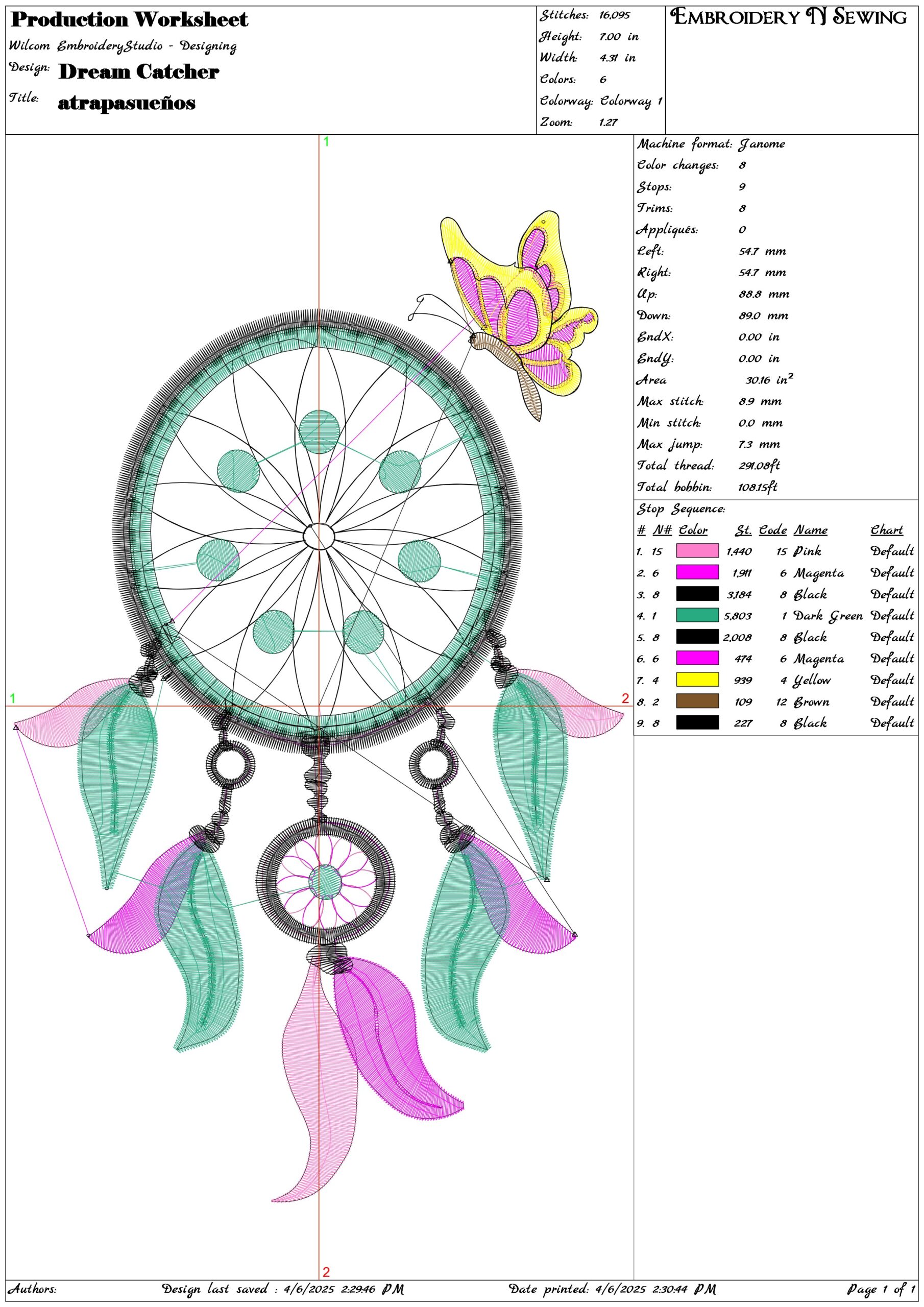 Dream Catcher- Elegant embroidery design file - instant download — view 3