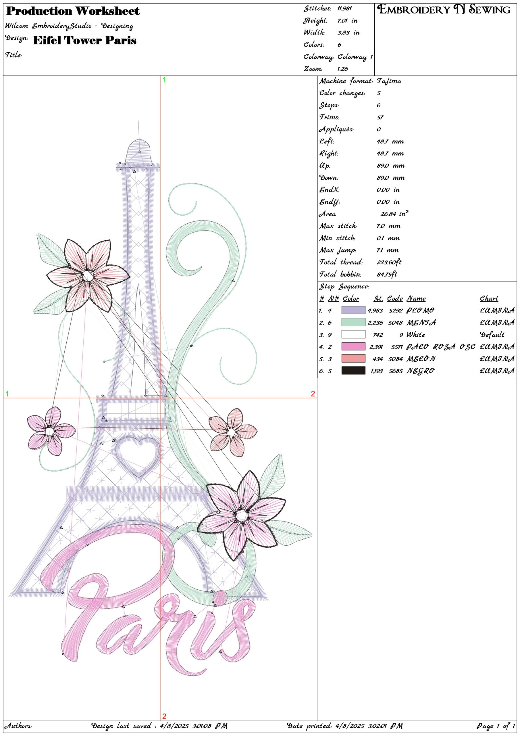 Eifel Tower Paris-Elegant embroidery design file - instant download — view 3
