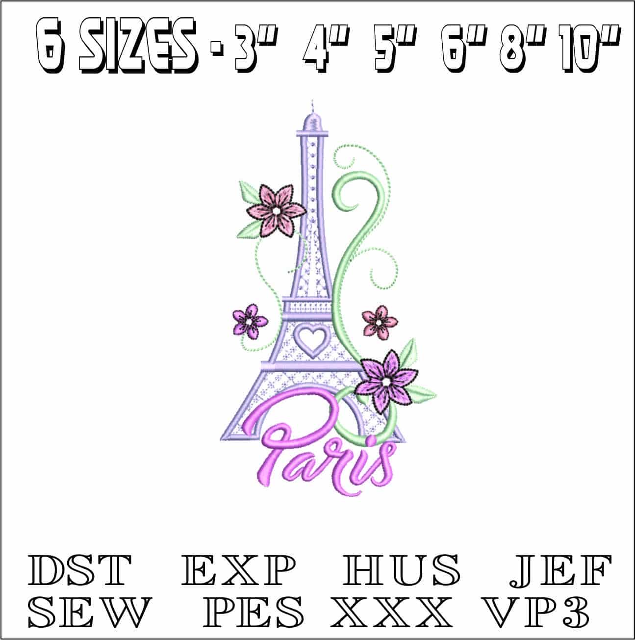 Eifel Tower Paris-Elegant embroidery design file - instant download — view 2
