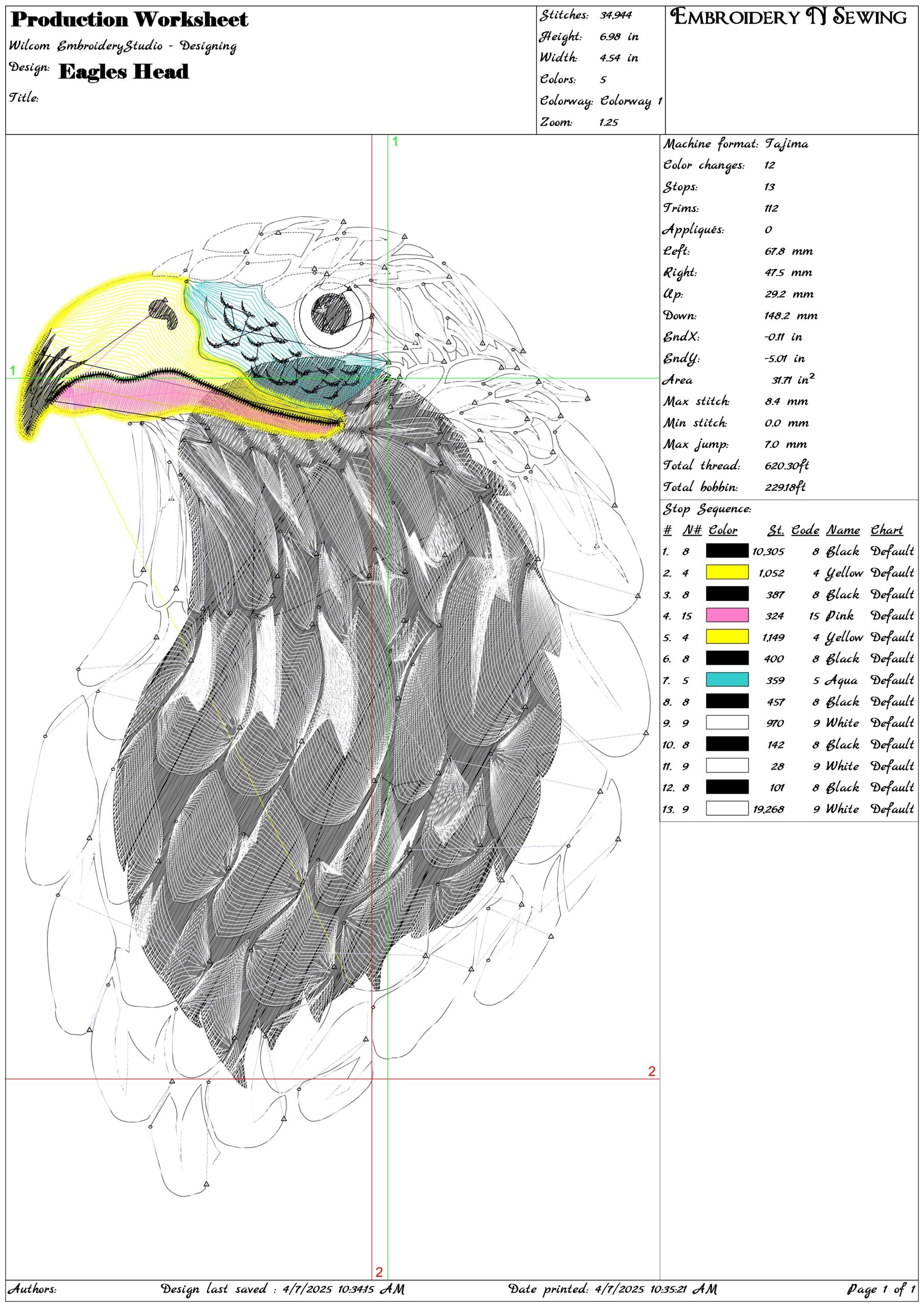 Eagles Head- Elegant embroidery design file - instant download — view 3